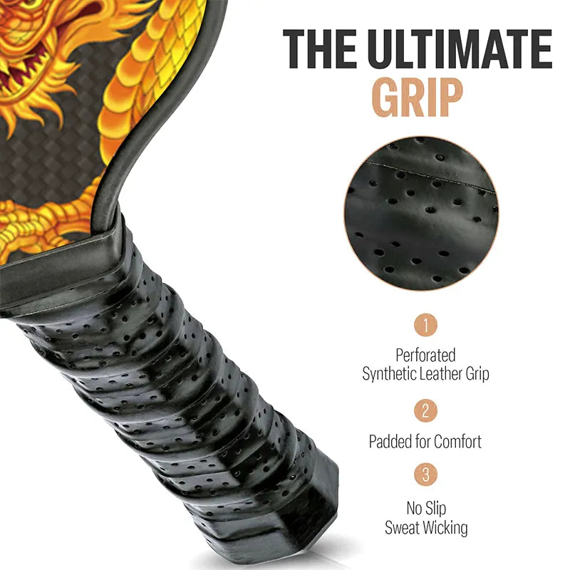 Premium Carbon Fiber Pickleball Paddle with Dragon Logo - DocDink.com