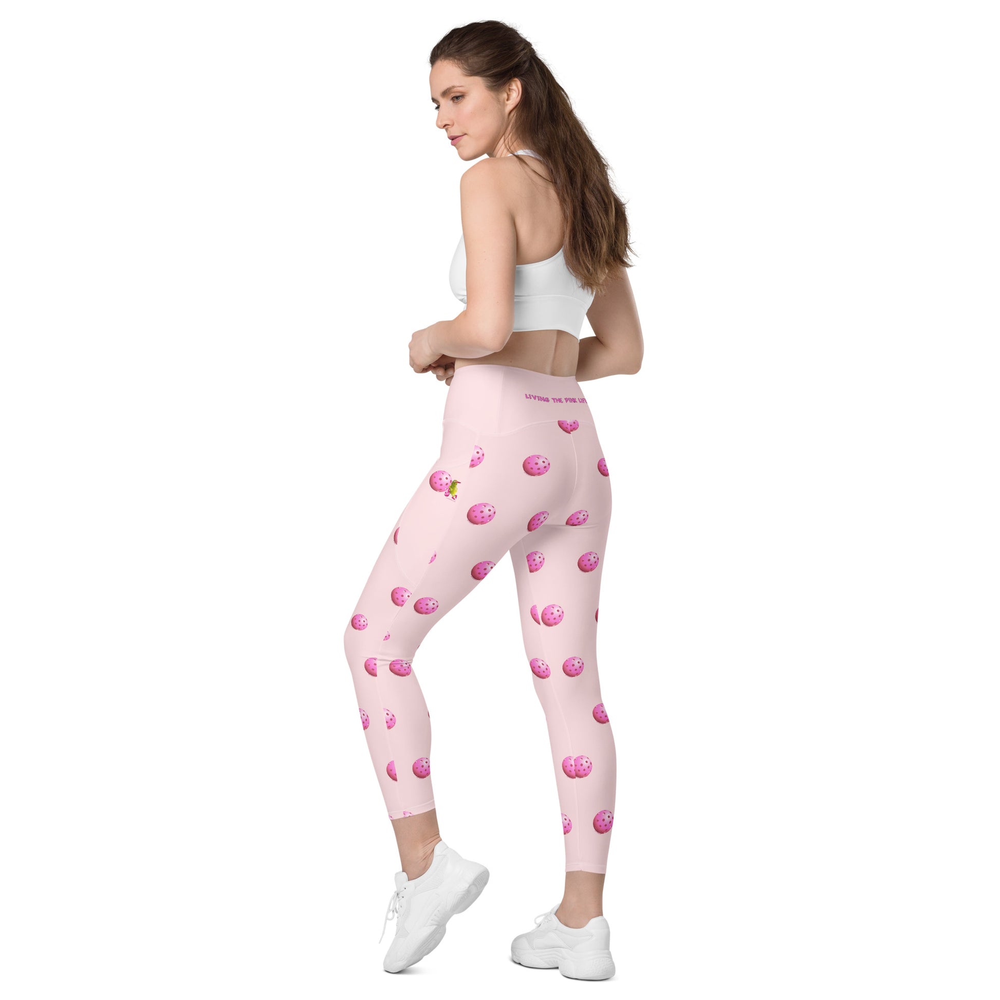 Pickleball Leggings with pockets - "Living the Pink Life" - #pink - DocDink.com