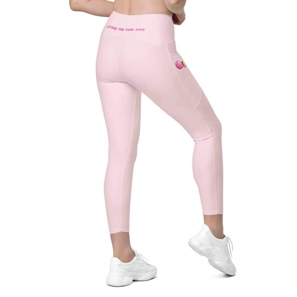 Pickleball Leggings with pockets - "Living the Pink Life" - #pinkpocket - DocDink.com