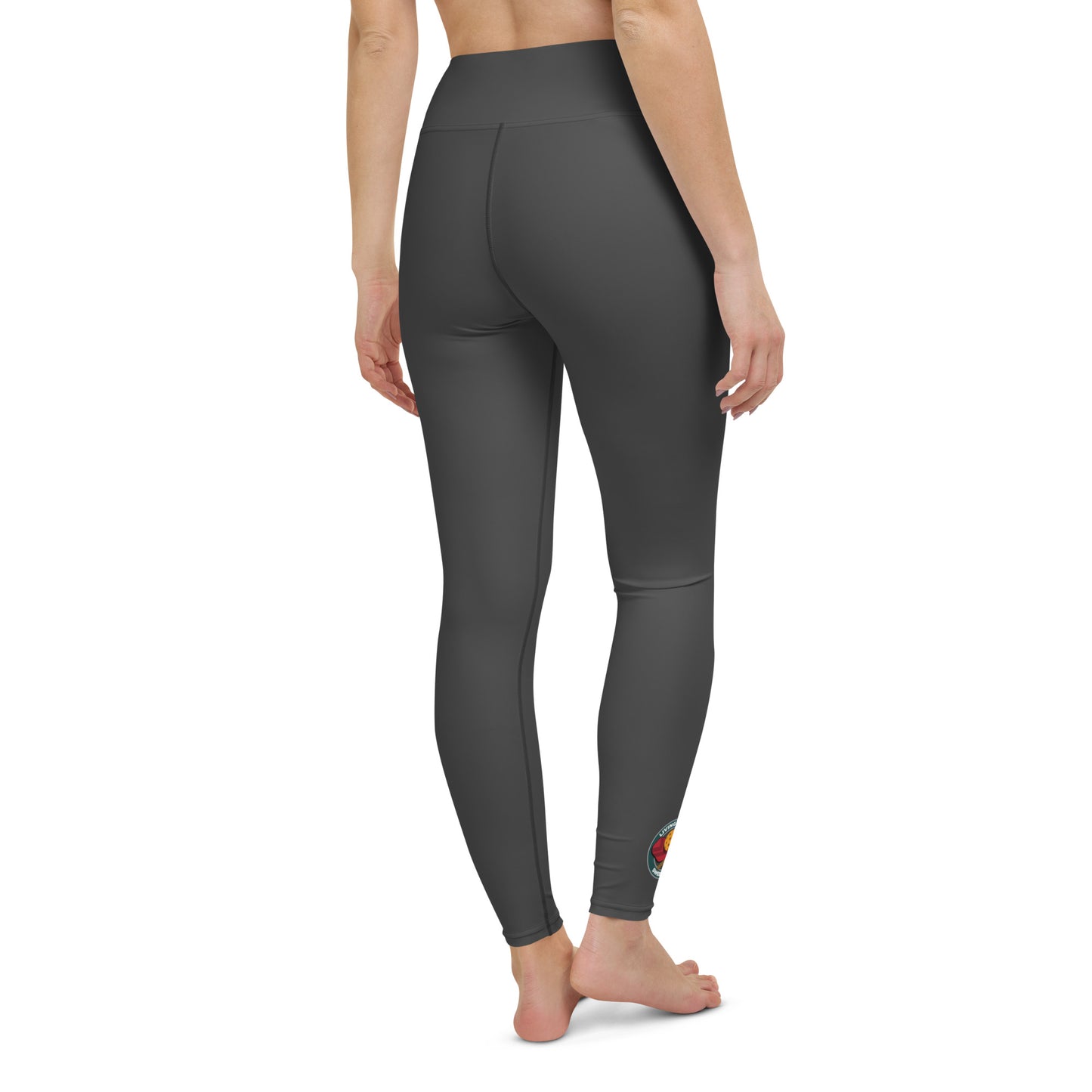 Pickleball Leggings - "Living in the Sweet Spot" emblem - Gunmetal Blk - DocDink.com