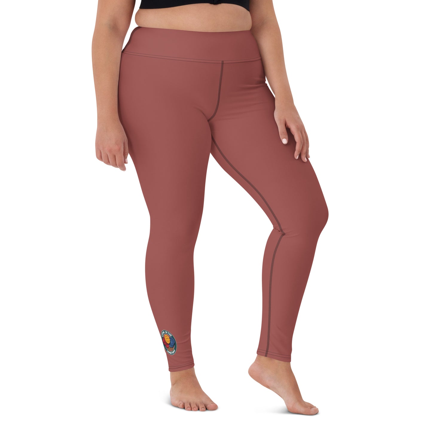 Pickleball Leggings - "Living in the Sweet Spot" emblem - Terracotta - DocDink.com