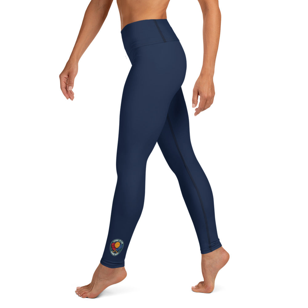 Pickleball Leggings - "Living in the Sweet Spot" emblem - Navy Blue - DocDink.com