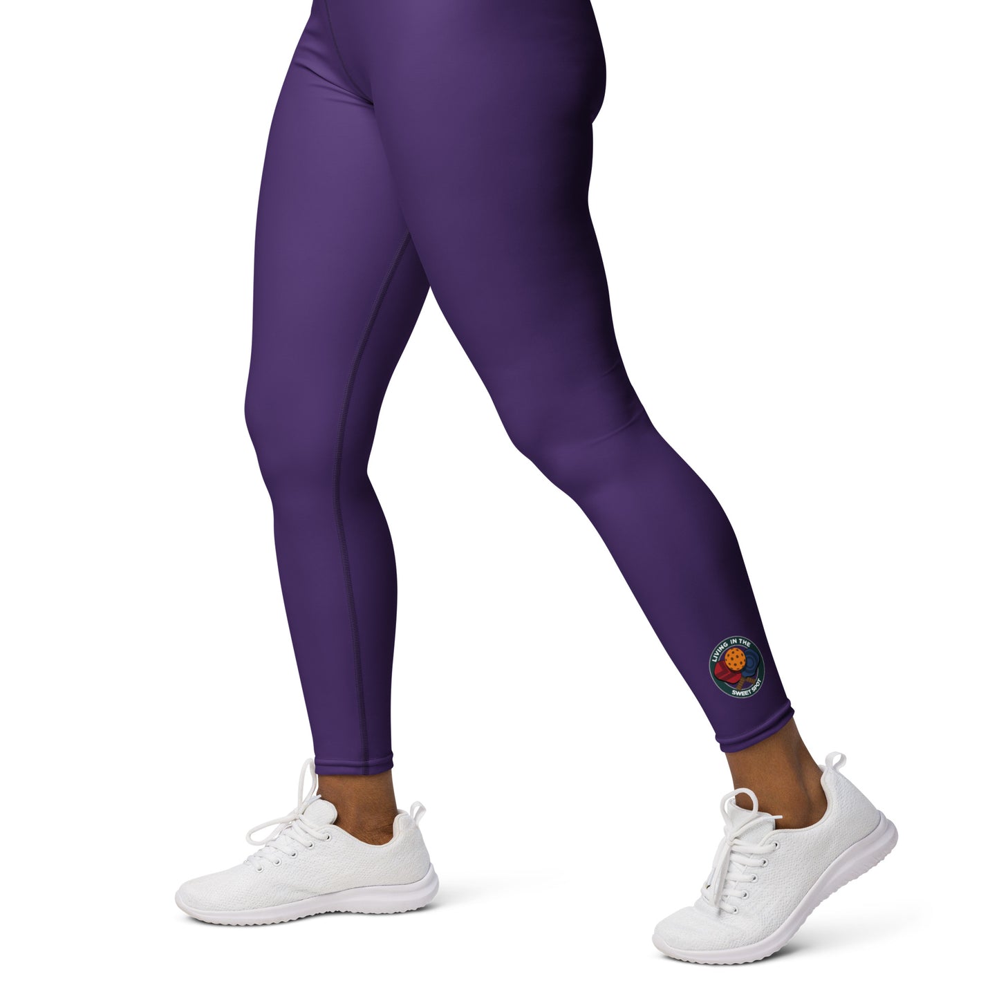 Pickleball Leggings - "Living in the Sweet Spot" emblem - Purple - DocDink.com