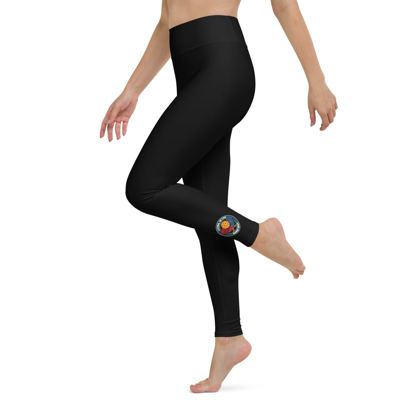 Pickleball Leggings - "Living in the Sweet Spot" emblem - Black - DocDink.com