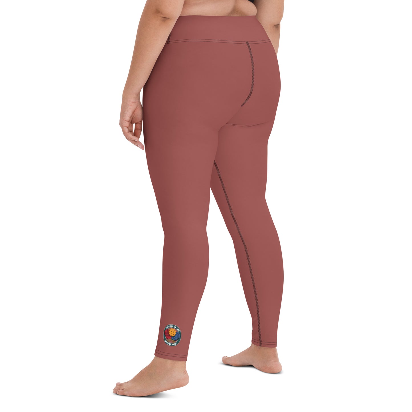 Pickleball Leggings - "Living in the Sweet Spot" emblem - Terracotta - DocDink.com