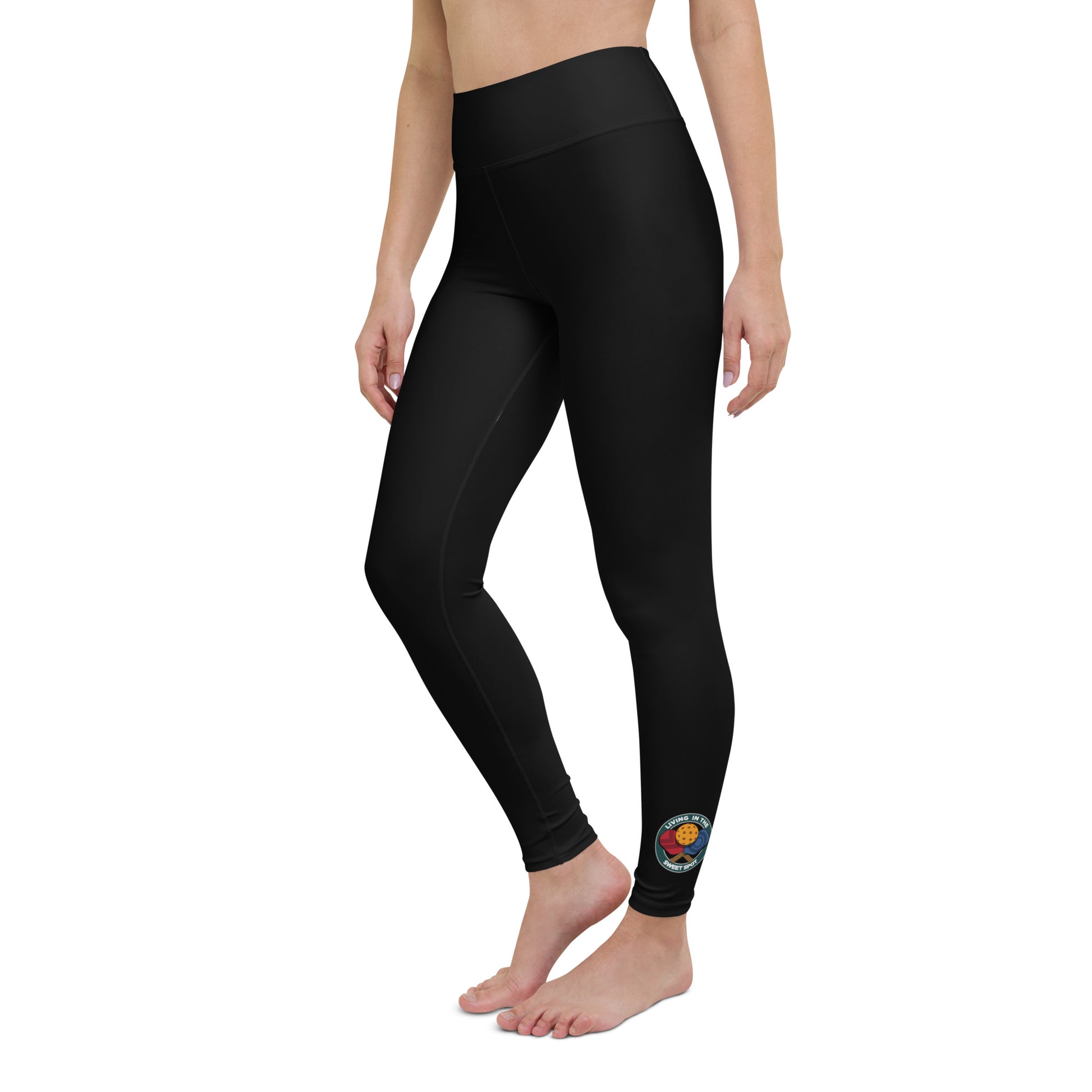 Pickleball Leggings - "Living in the Sweet Spot" emblem - Black - DocDink.com