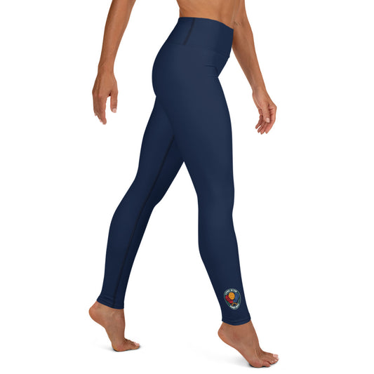 Pickleball Leggings - "Living in the Sweet Spot" emblem - Navy Blue - DocDink.com