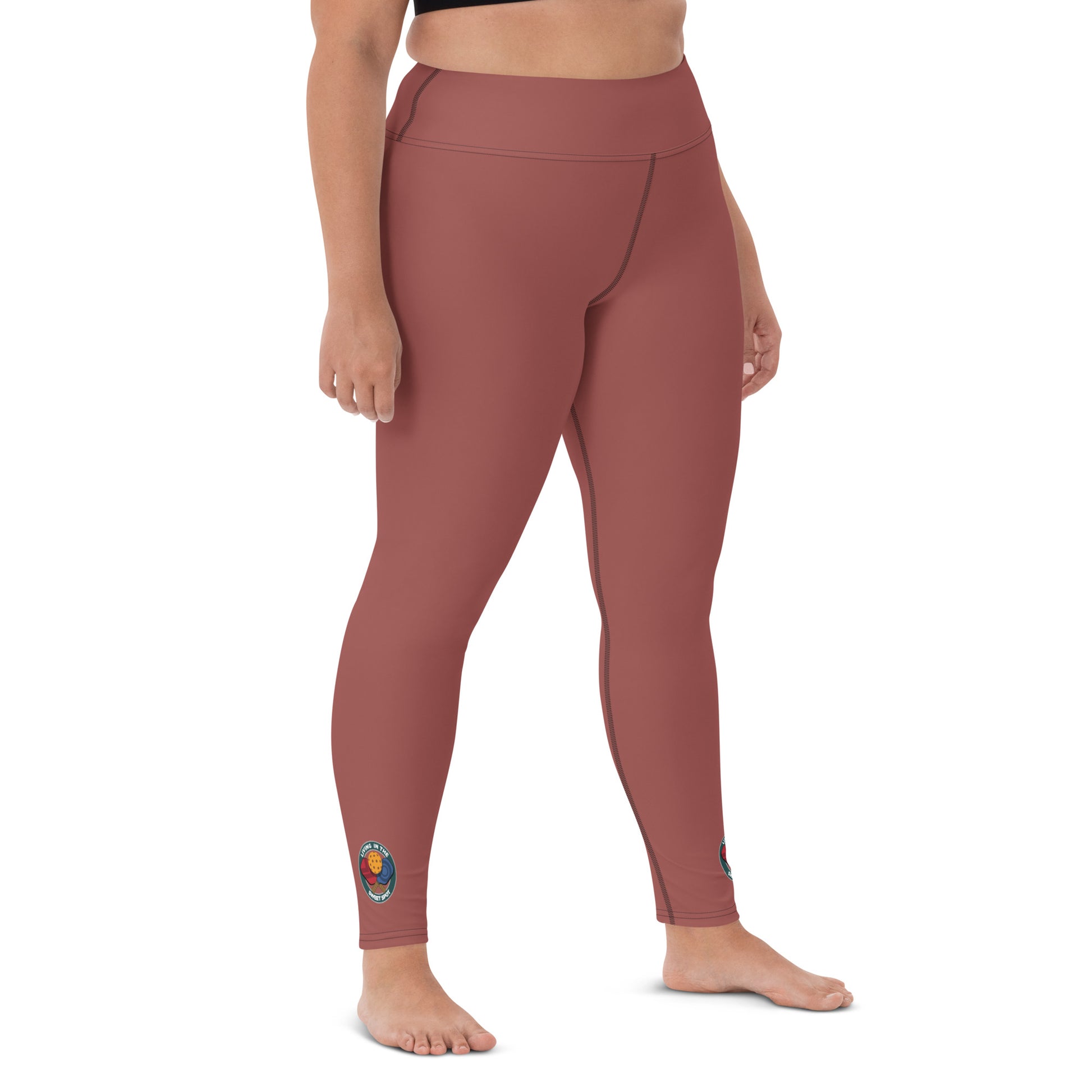 Pickleball Leggings - "Living in the Sweet Spot" emblem - Terracotta - DocDink.com