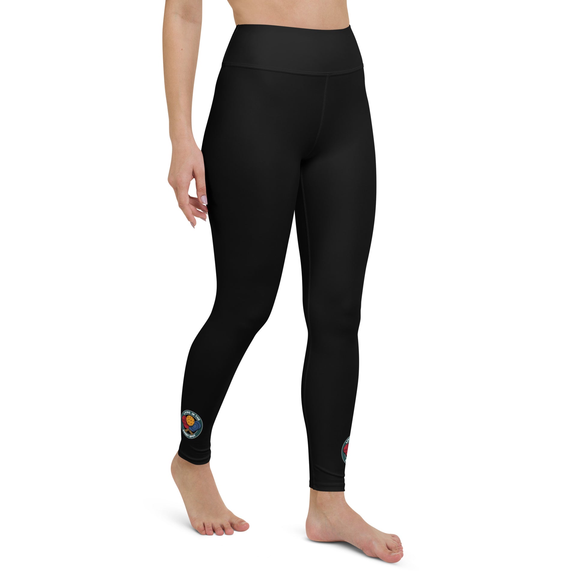 Pickleball Leggings - "Living in the Sweet Spot" emblem - Black - DocDink.com