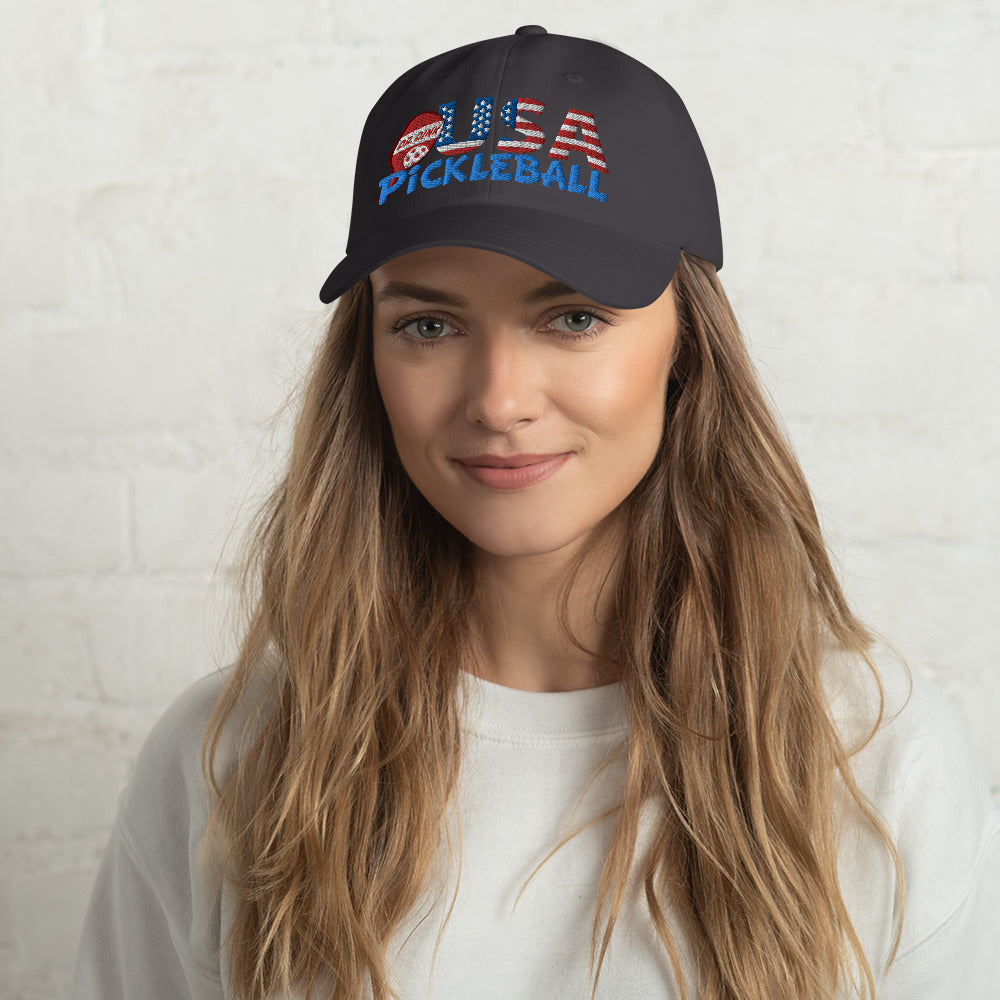 Dad Hat - "Pickleball USA" w/paddle - DocDink.com