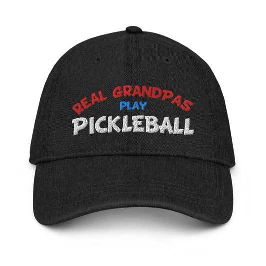 Denim Hat - "REAL Grandpas Play Pickleball" - DocDink.com