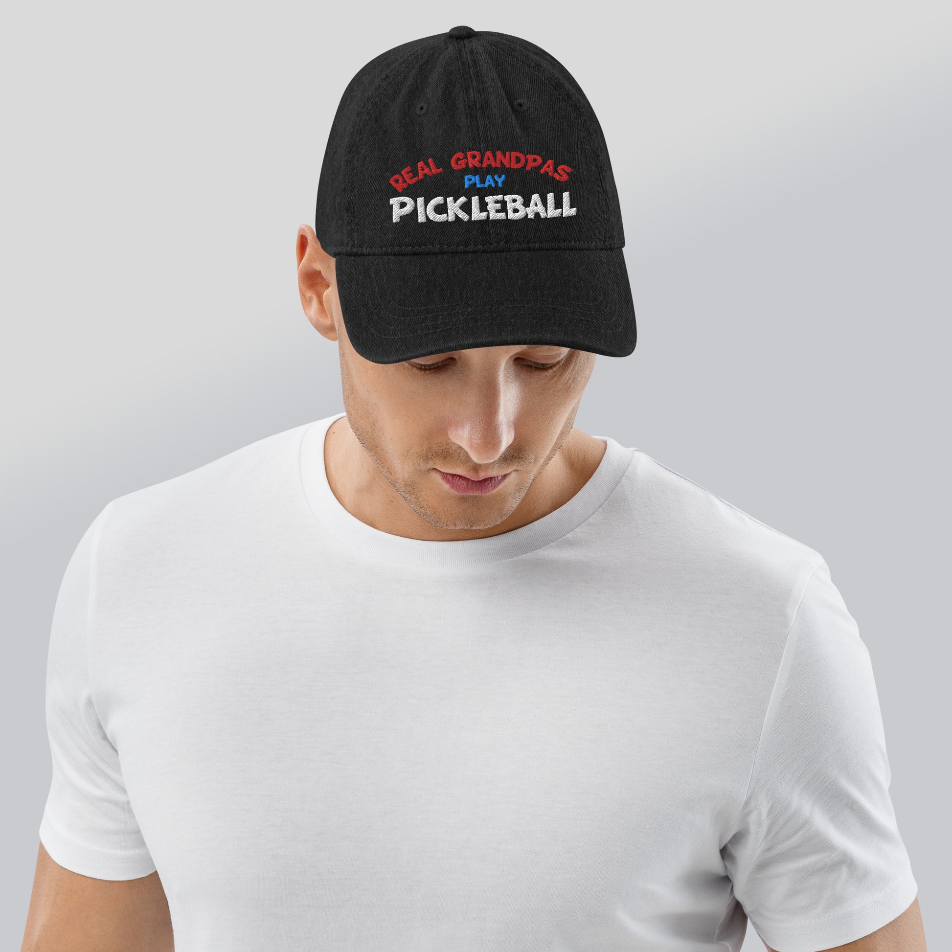 Denim Hat - "REAL Grandpas Play Pickleball" - DocDink.com