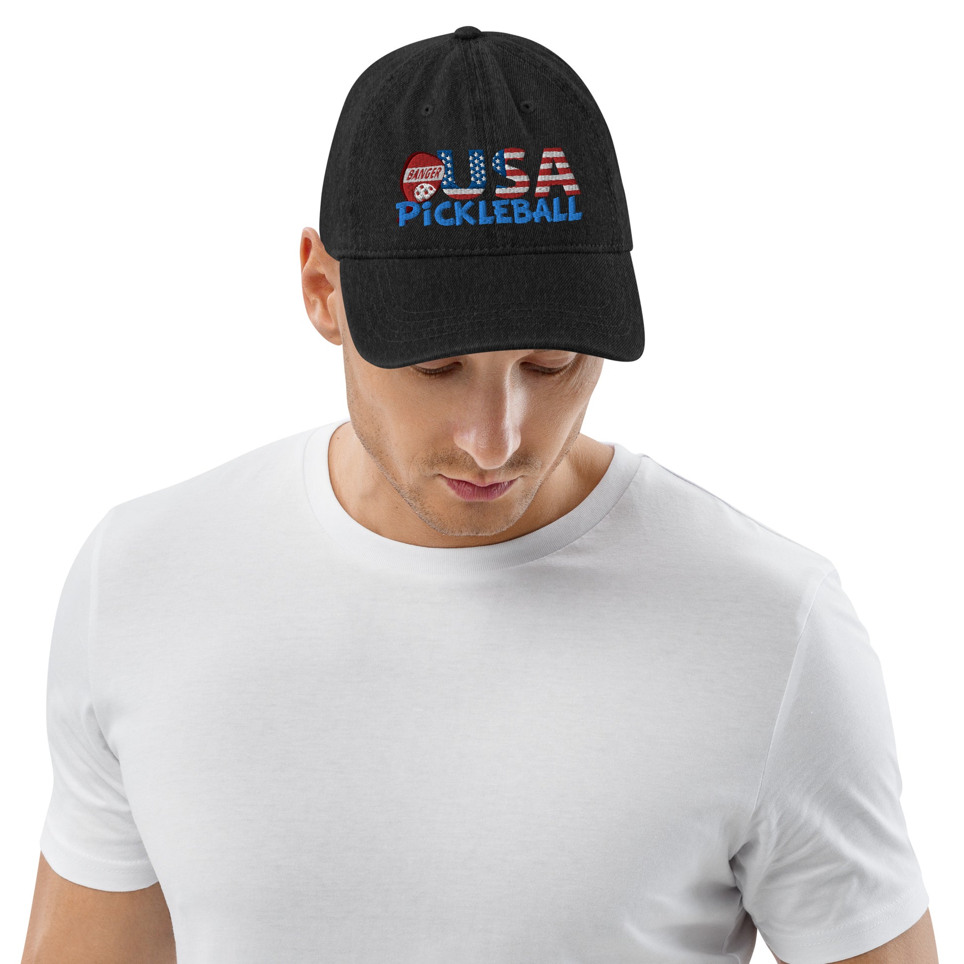 Denim Hat - "Pickleball USA" w/paddle - DocDink.com