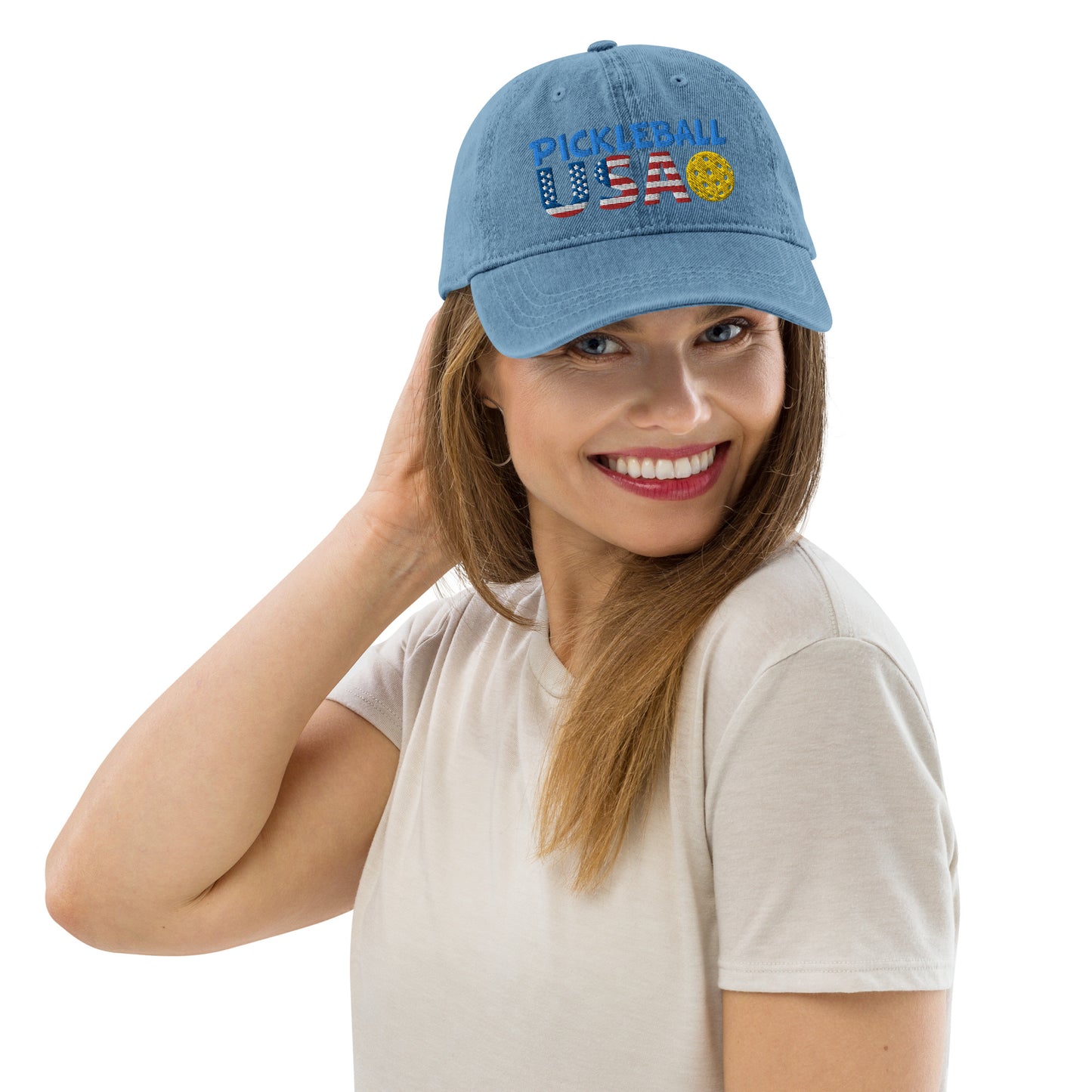 Denim Hat - "Pickleball USA" w/ball - DocDink.com