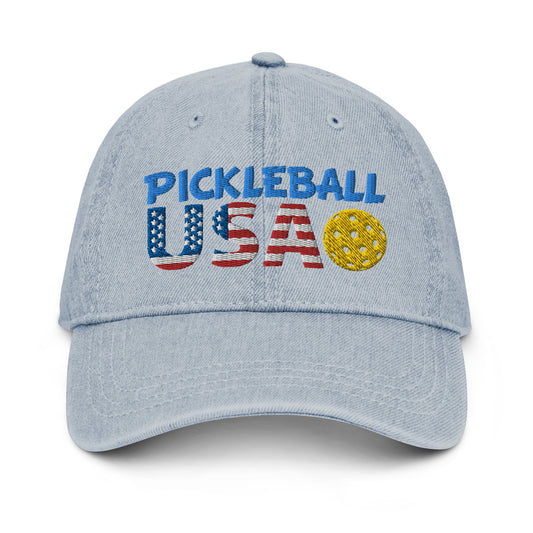 Denim Hat - "Pickleball USA" w/ball - DocDink.com