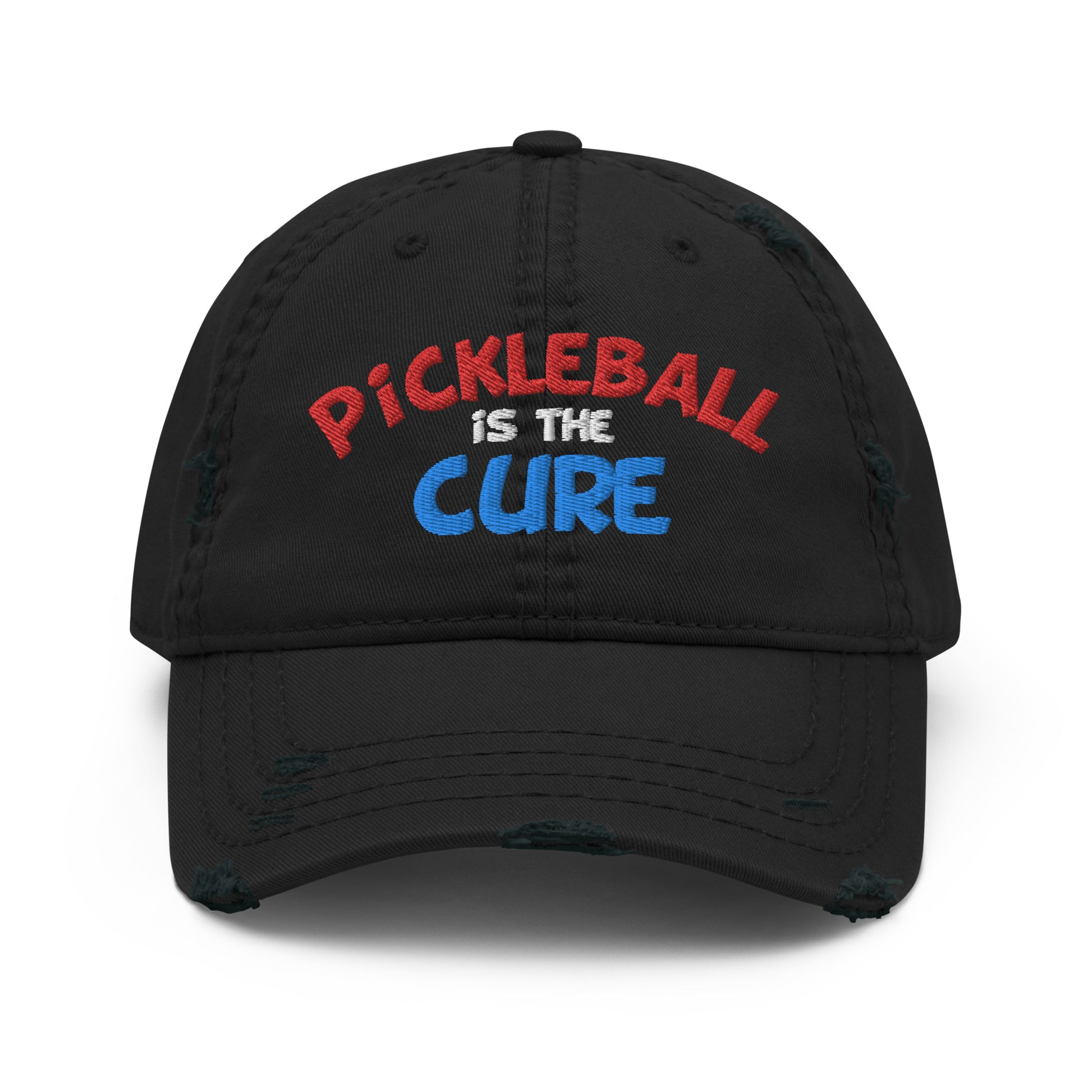 Distressed Dad Hat - "Pickleball is the Cure" - DocDink.com