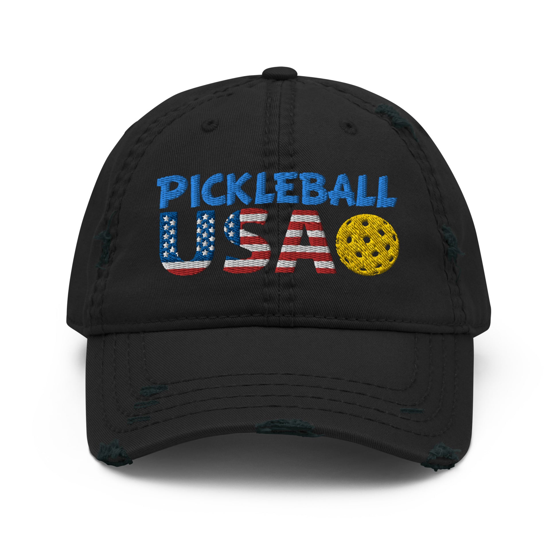 Distressed Dad Hat - "Pickleball USA" + ball - DocDink.com