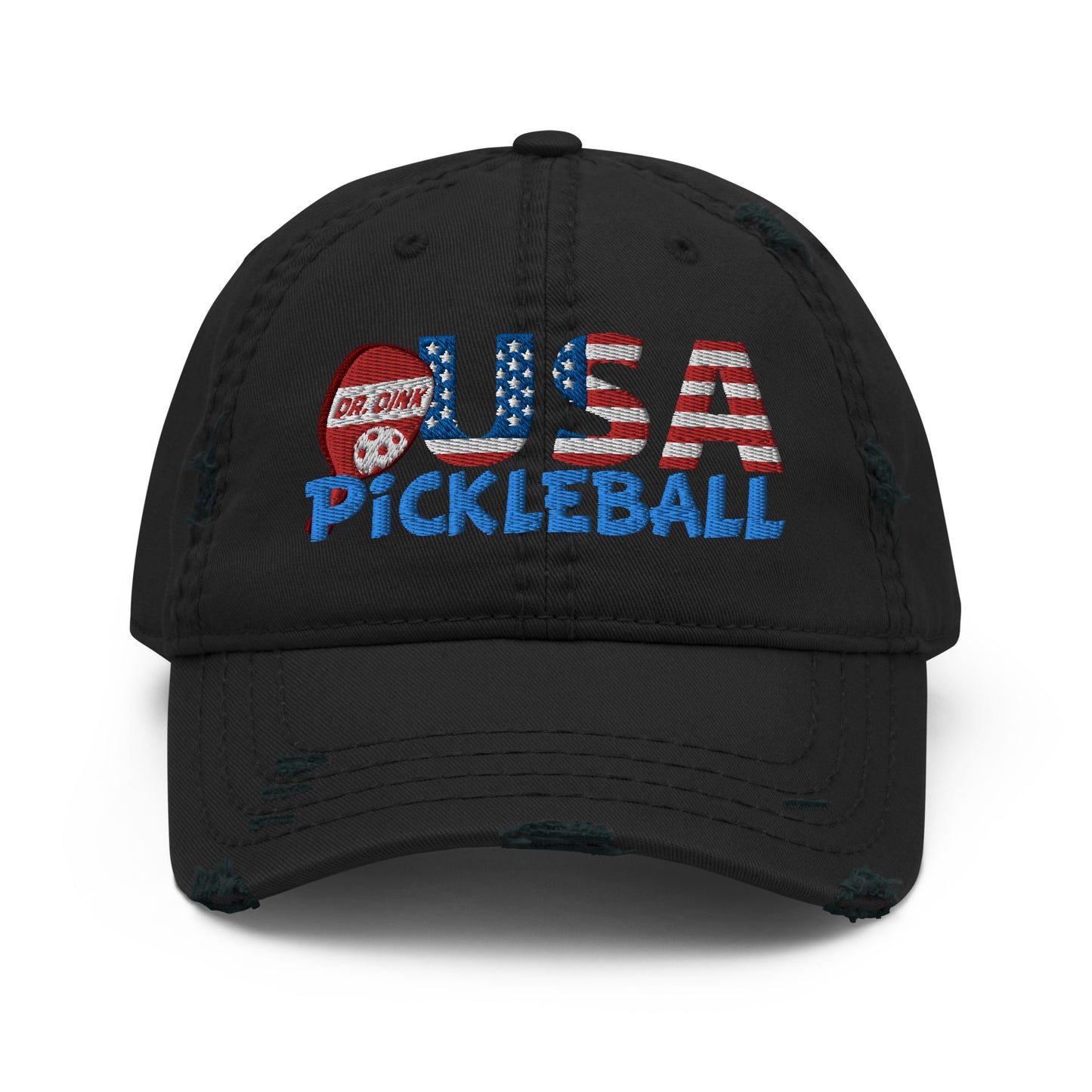 Distressed Dad Hat - "Pickleball USA" w/paddle - DocDink.com