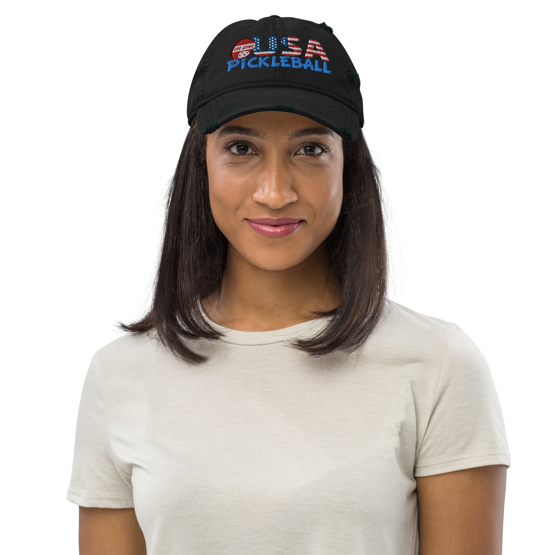 Distressed Dad Hat - "Pickleball USA" w/paddle - DocDink.com