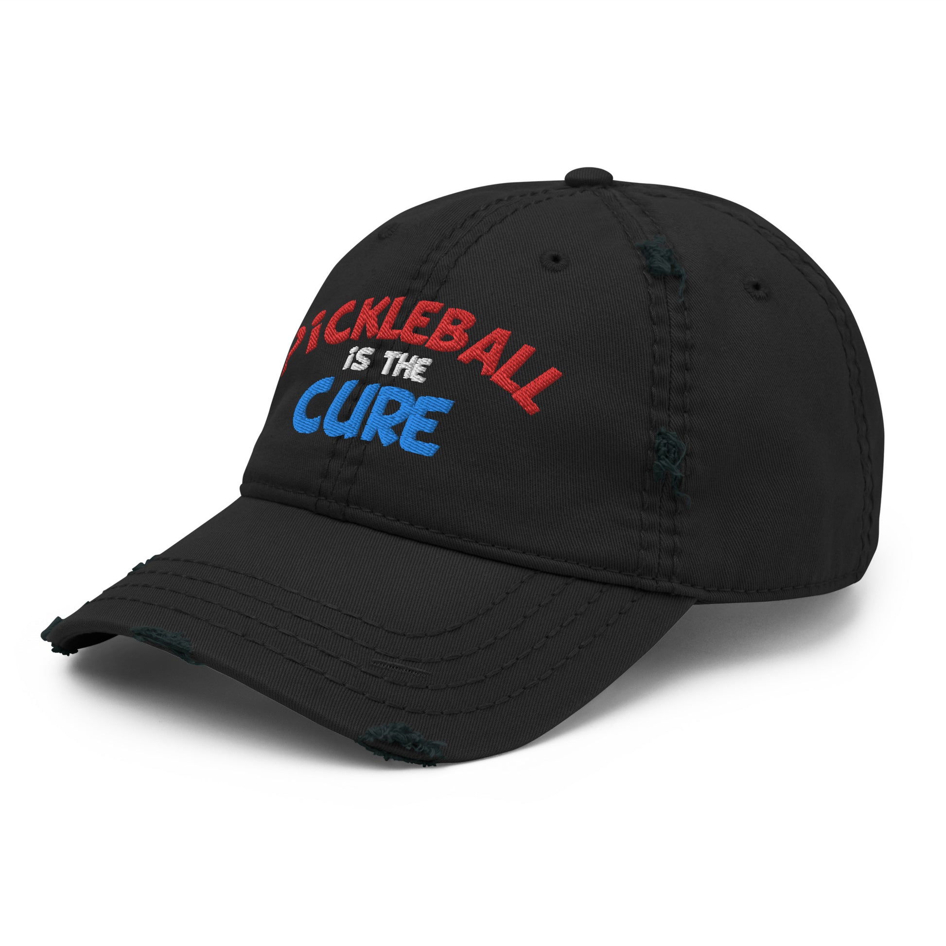 Distressed Dad Hat - "Pickleball is the Cure" - DocDink.com