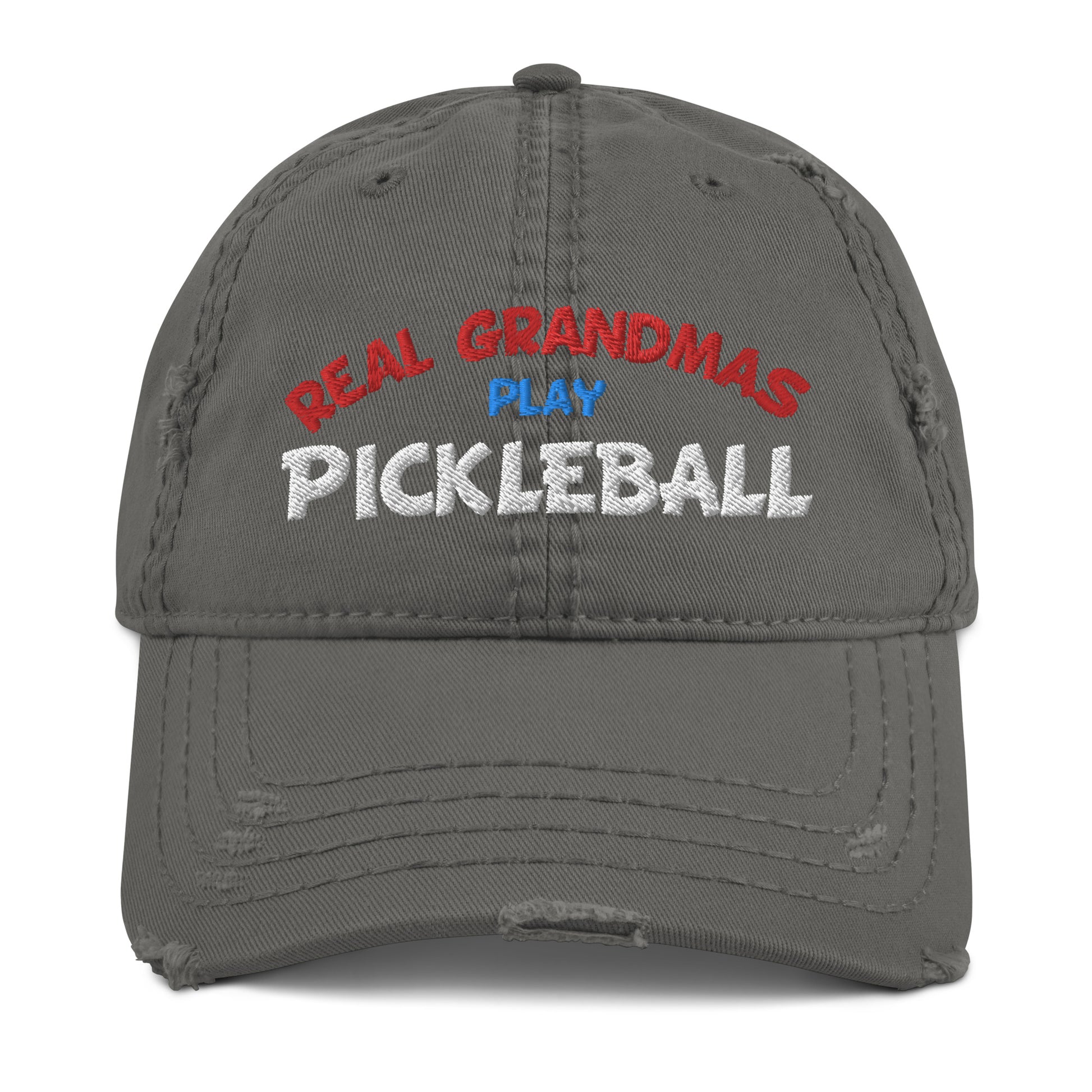 Distressed Dad Hat - "REAL Grandmas Play Pickleball" - DocDink.com