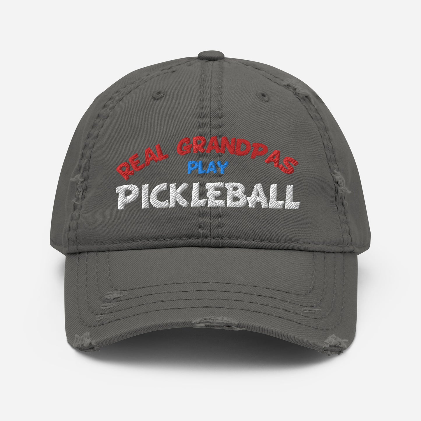 Distressed Dad Hat - "REAL Grandpas Play Pickleball" - DocDink.com