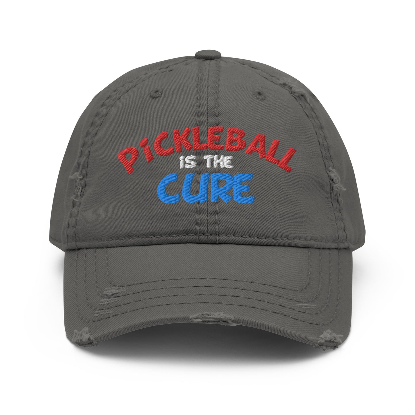 Distressed Dad Hat - "Pickleball is the Cure" - DocDink.com