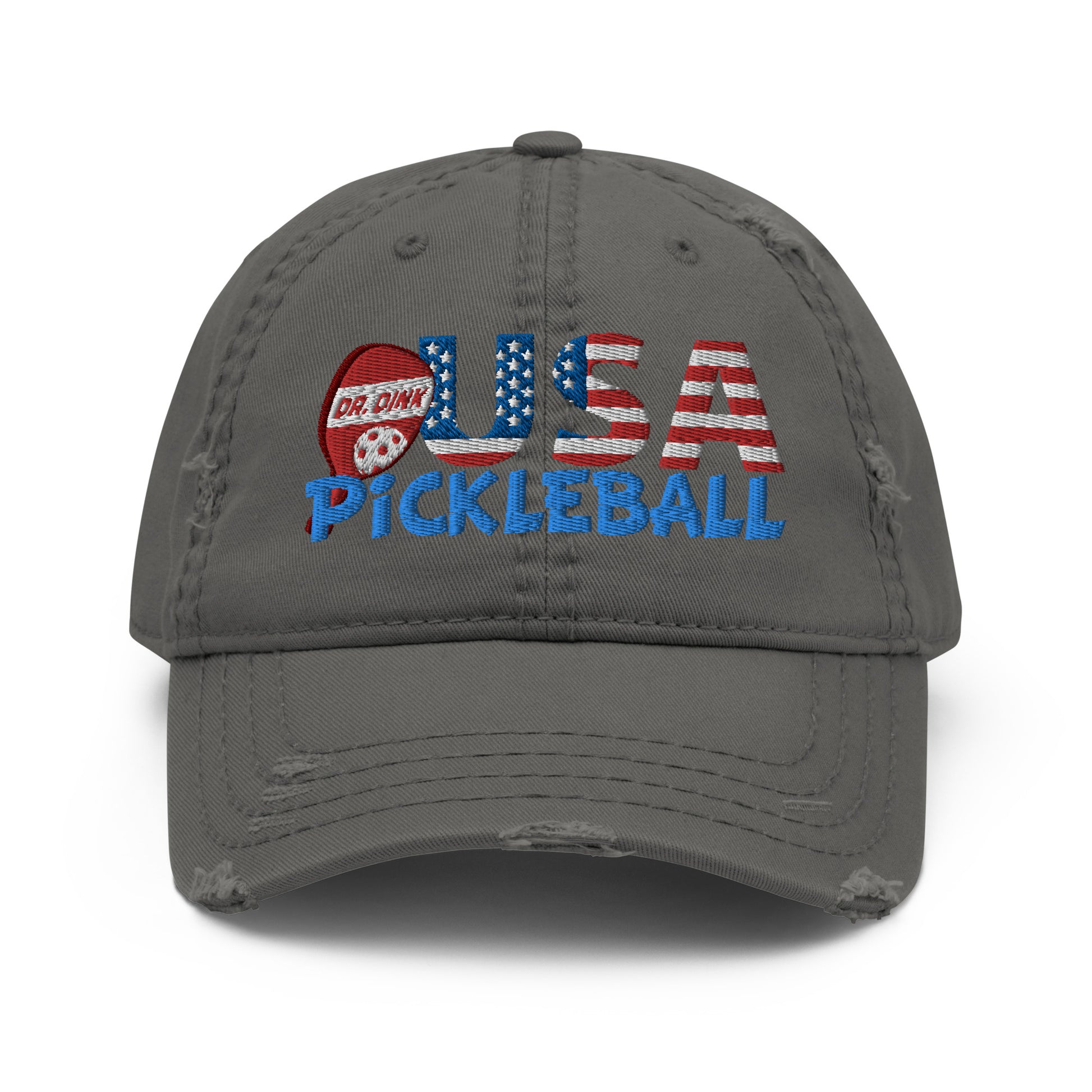 Distressed Dad Hat - "Pickleball USA" w/paddle - DocDink.com