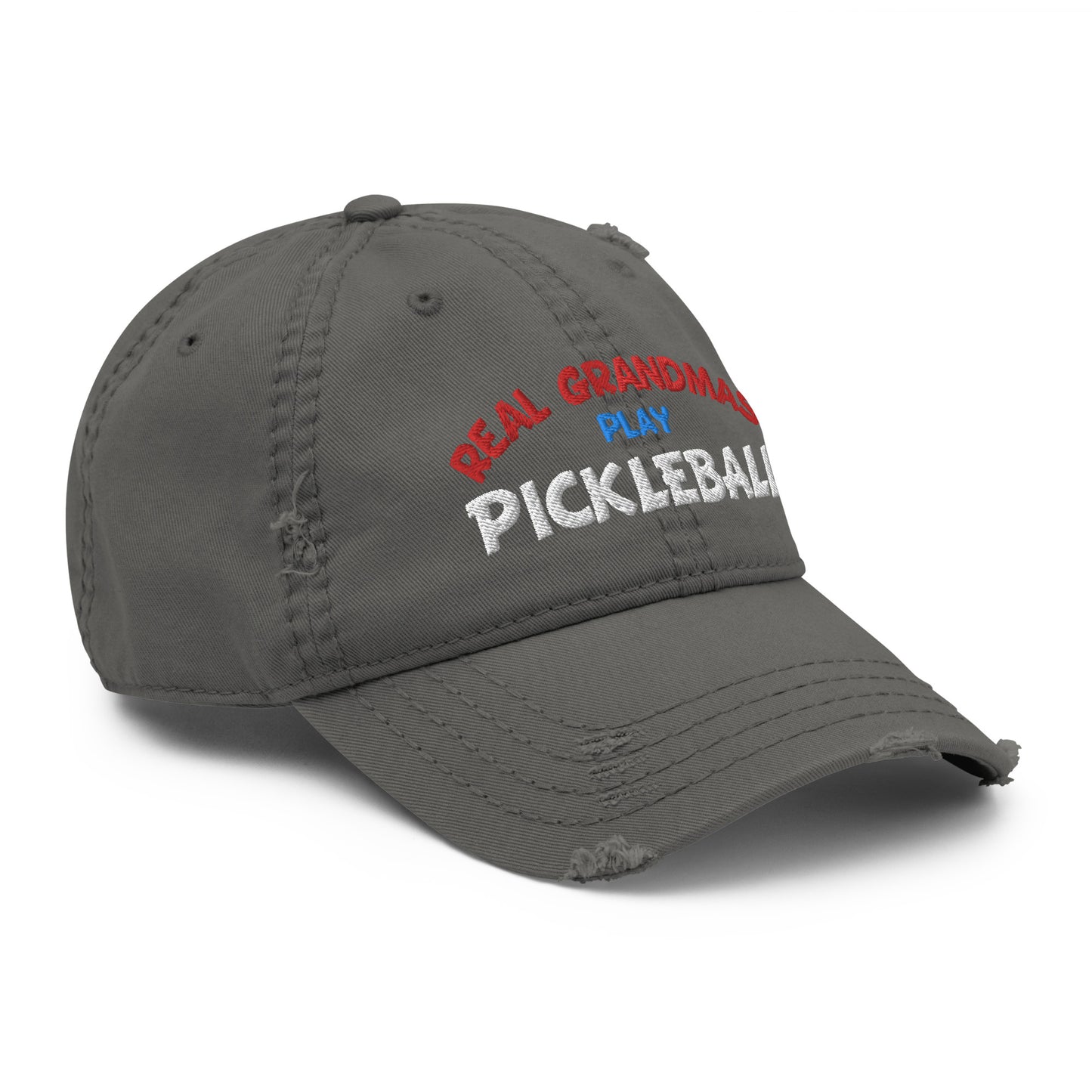 Distressed Dad Hat - "REAL Grandmas Play Pickleball" - DocDink.com