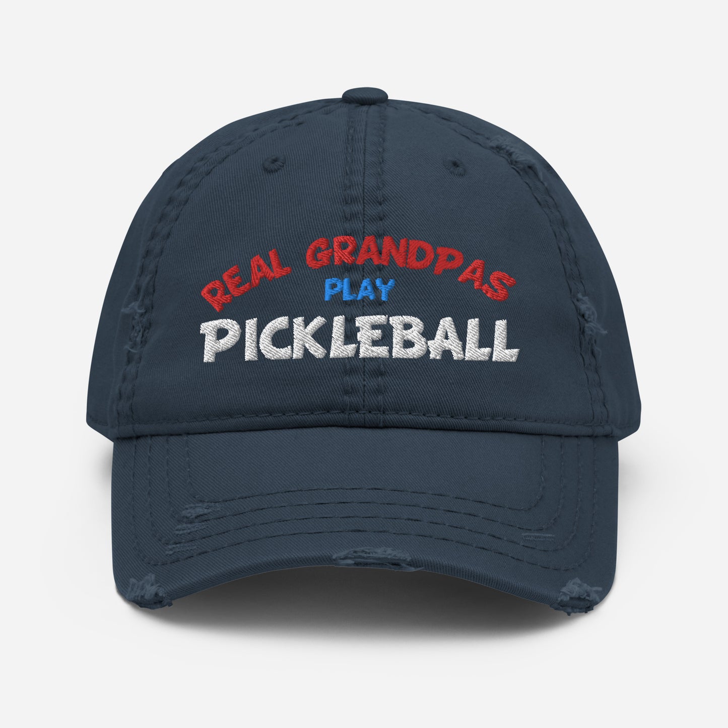 Distressed Dad Hat - "REAL Grandpas Play Pickleball" - DocDink.com