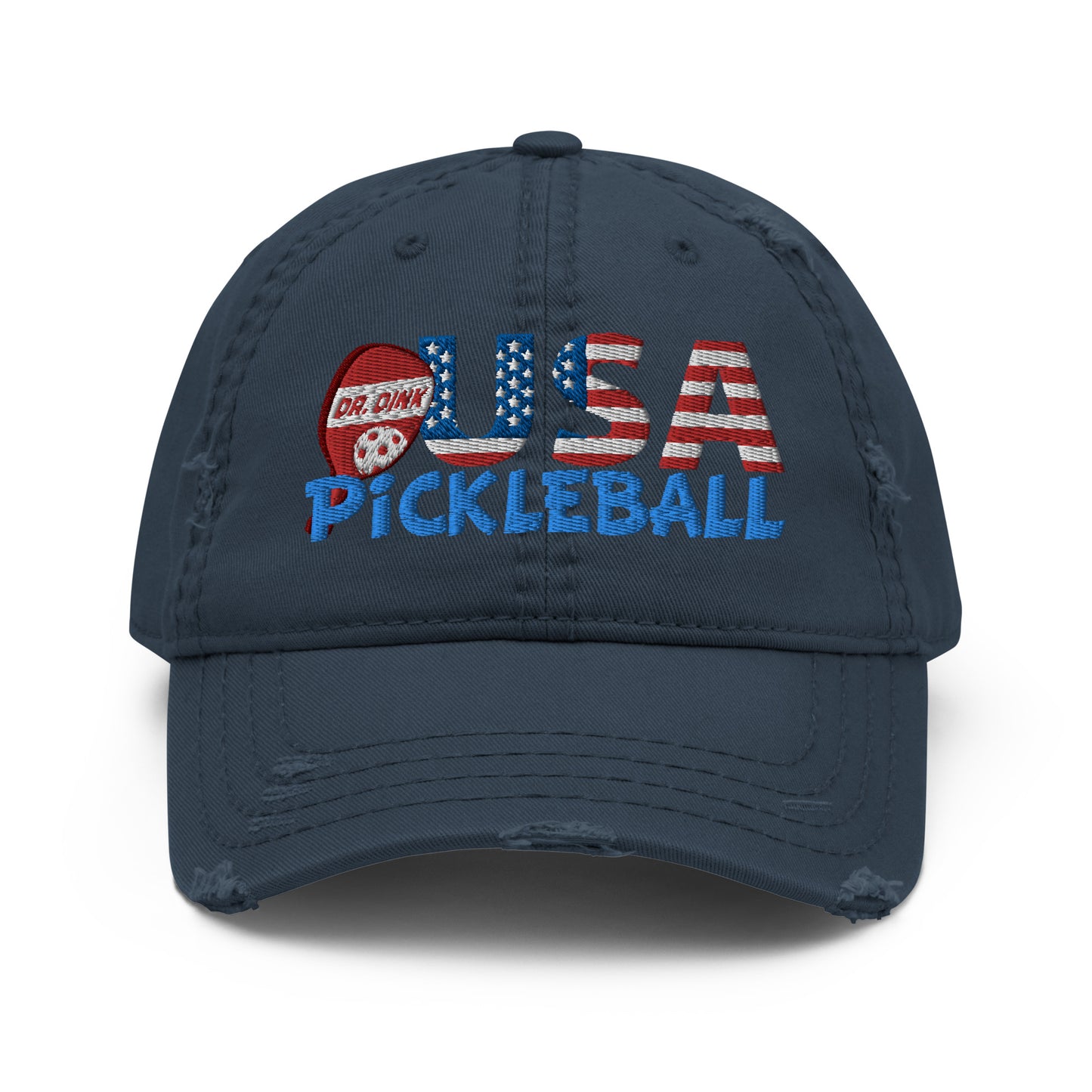 Distressed Dad Hat - "Pickleball USA" w/paddle - DocDink.com