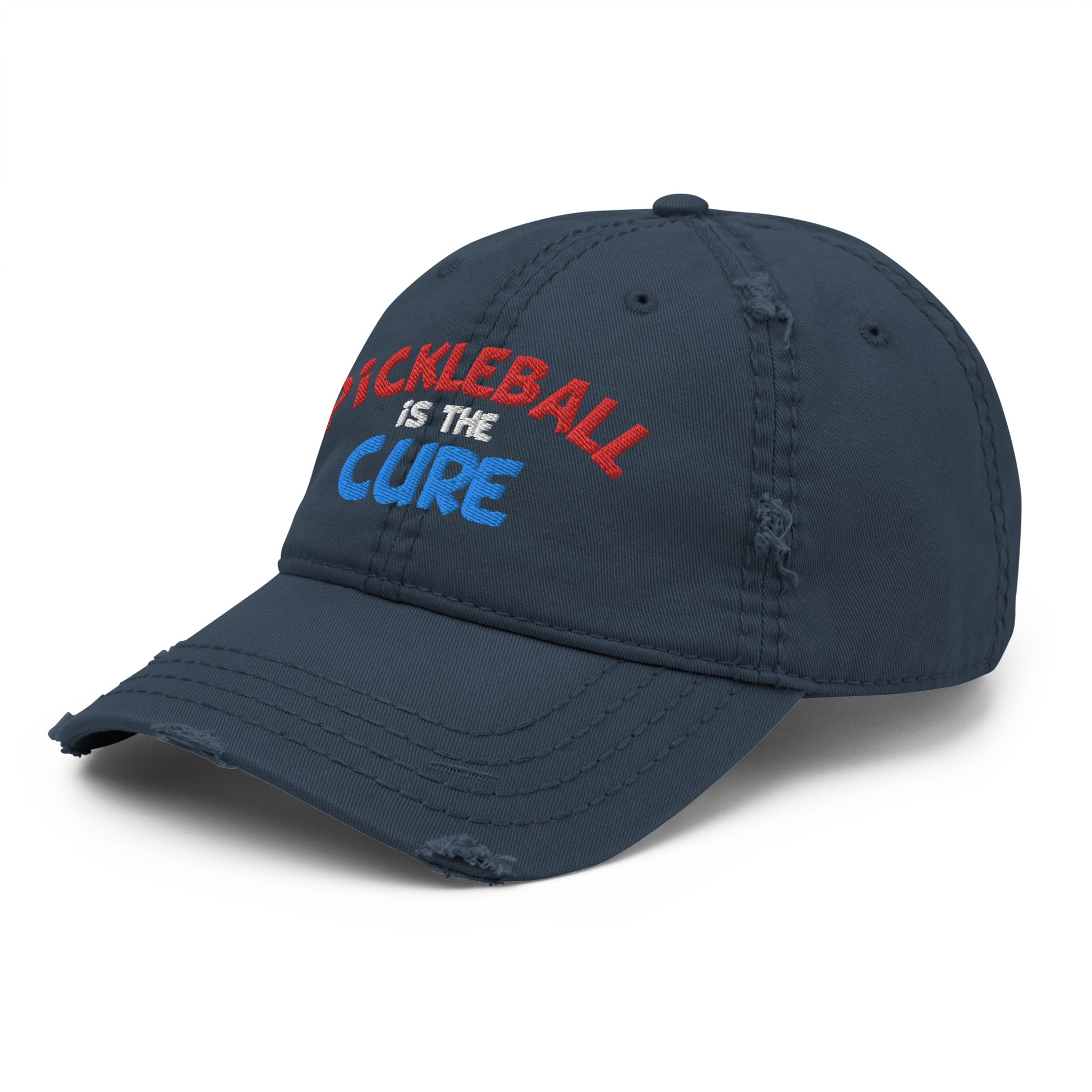 Distressed Dad Hat - "Pickleball is the Cure" - DocDink.com