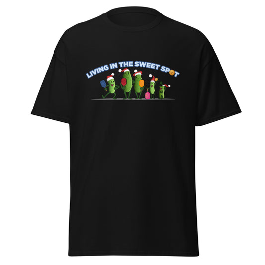 100% Cotton Pickleball T-Shirt - Pickleball Family XMAS - "Living in the Sweet Spot" - DocDink.com