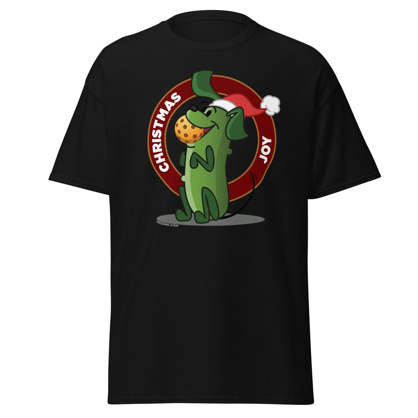 100% Cotton Pickleball T-Shirt - Pickles "Christmas Joy" - DocDink.com