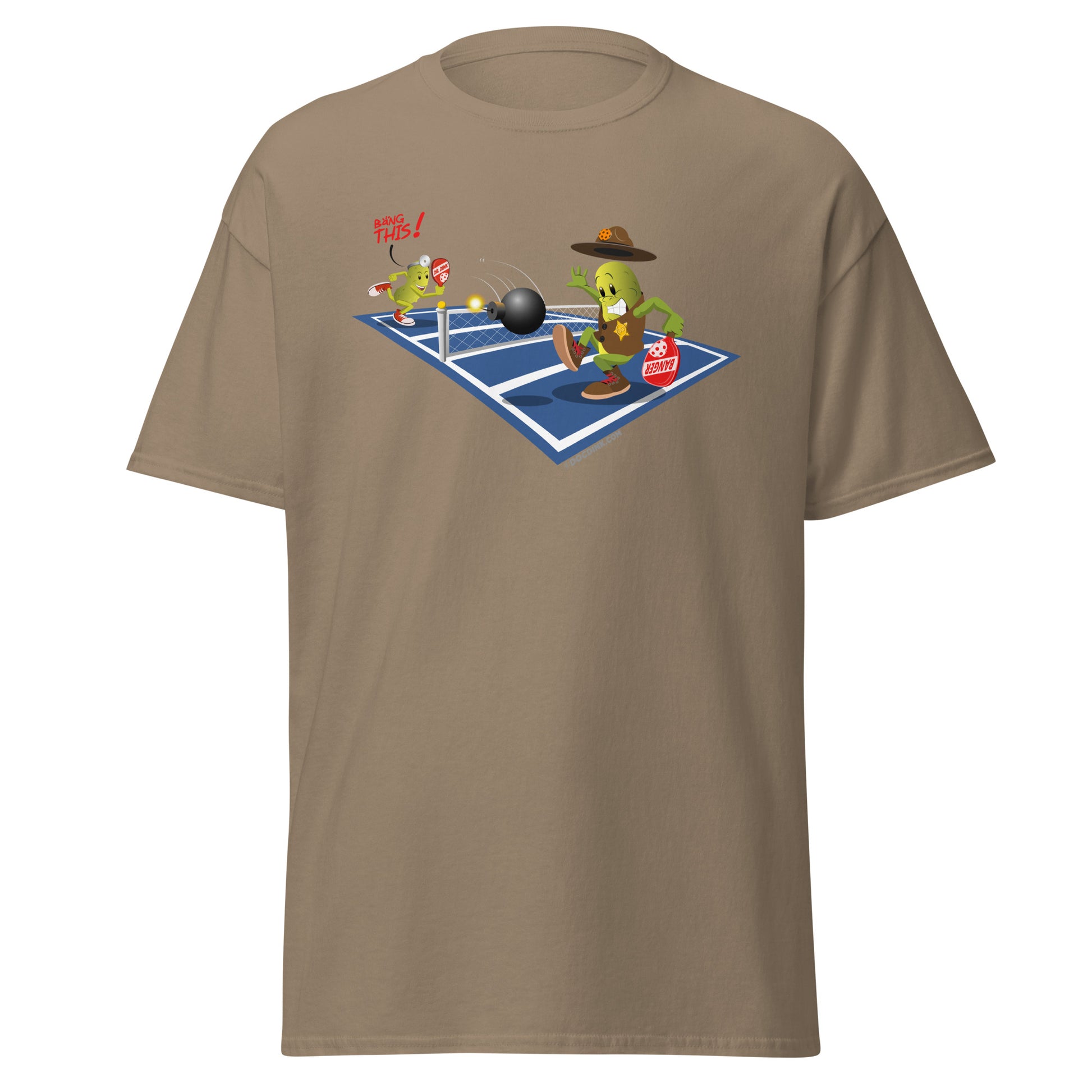 100% Cotton Pickleball T-Shirt - Dr. Dink vs Sgt. Banger - The Volley - DocDink.com