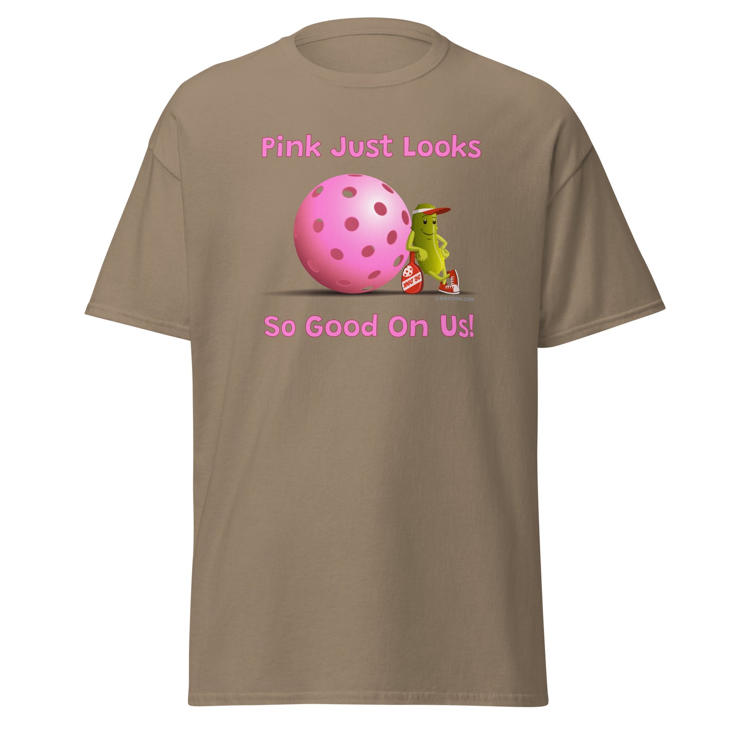 100% Cotton Pickleball T-Shirt - Resting Pickleball - "Pink Looks So Good..." #pink - DocDink.com