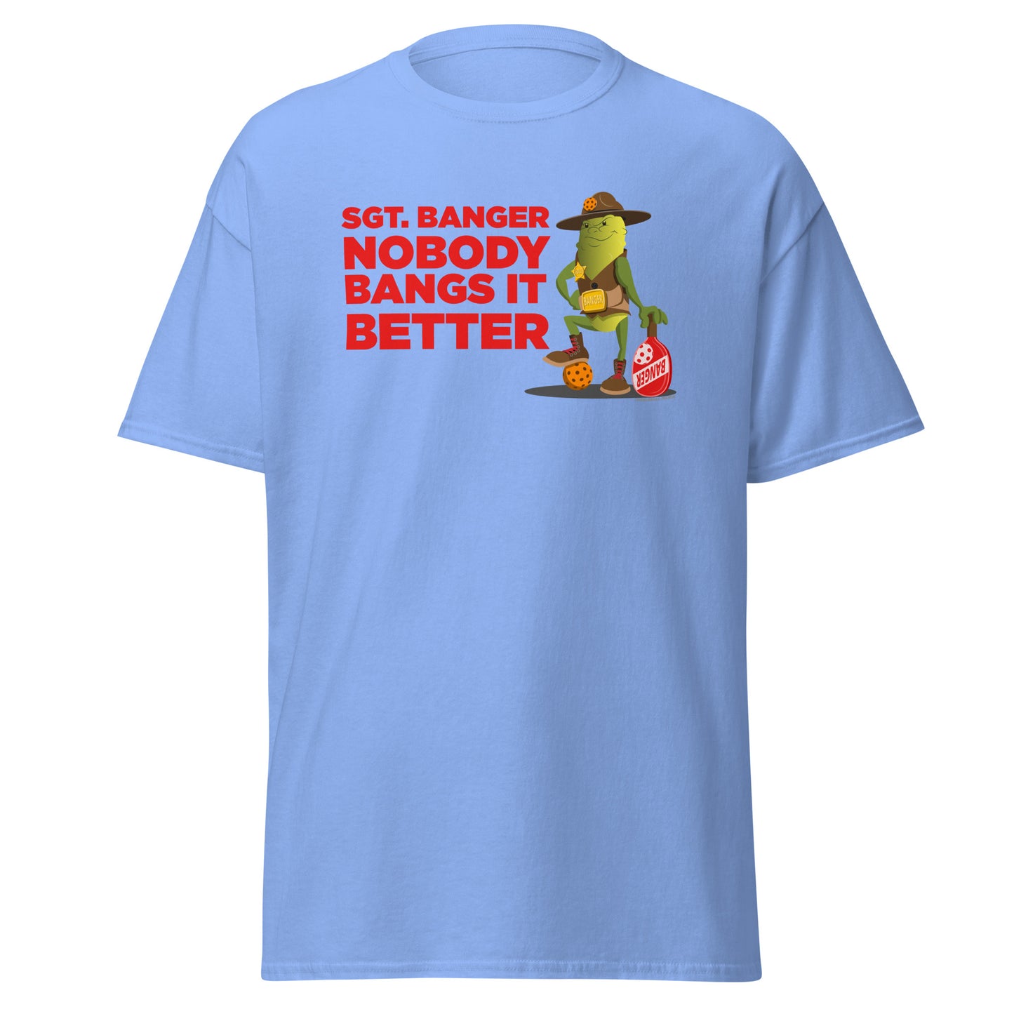 100% Cotton Pickleball T-Shirt - "Nobody Bangs it Better!" - DocDink.com