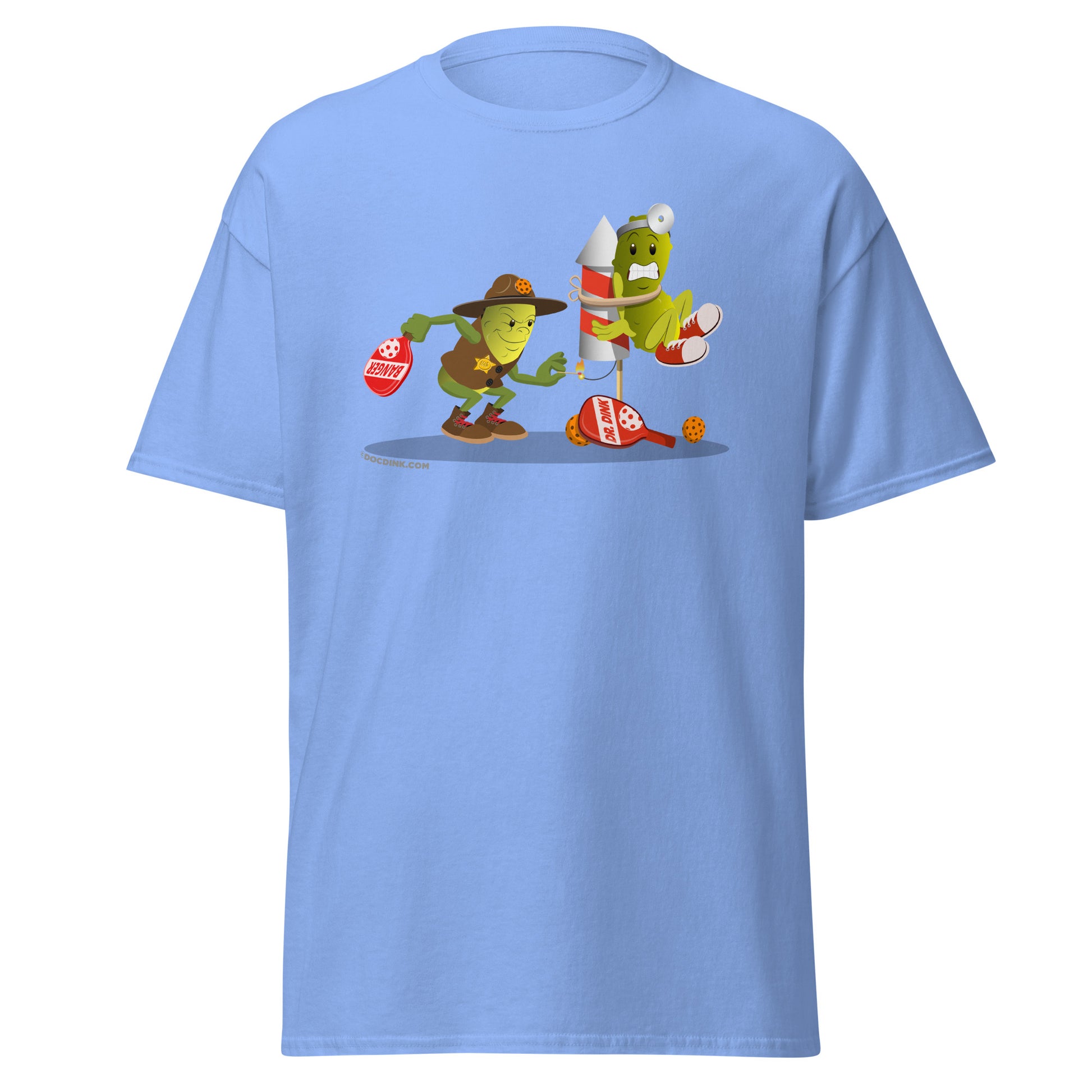 100% Cotton Pickleball T-Shirt - Dr. Dink vs Sgt. Banger - Light it up! - DocDink.com