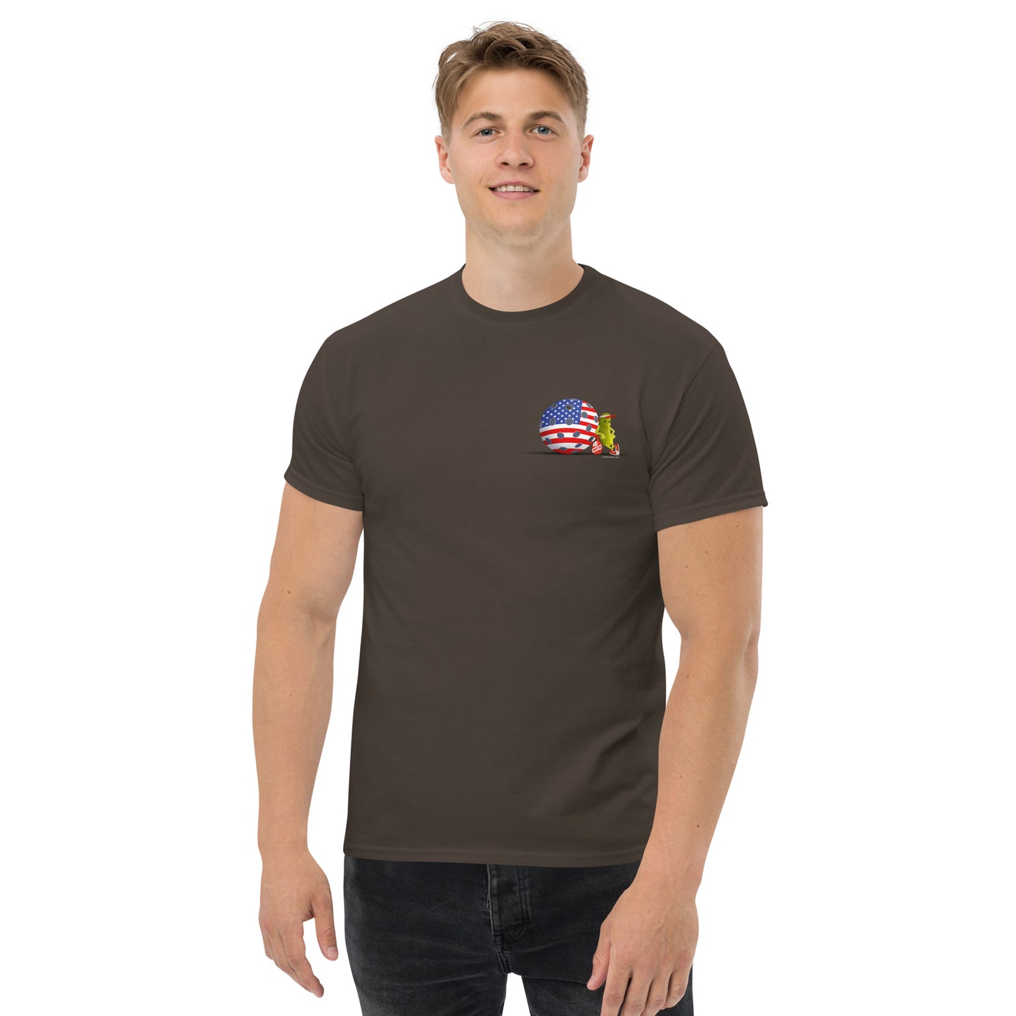 100% Cotton Pickleball T-Shirt - "Resting Pickleball USA" on pocket & back - DocDink.com