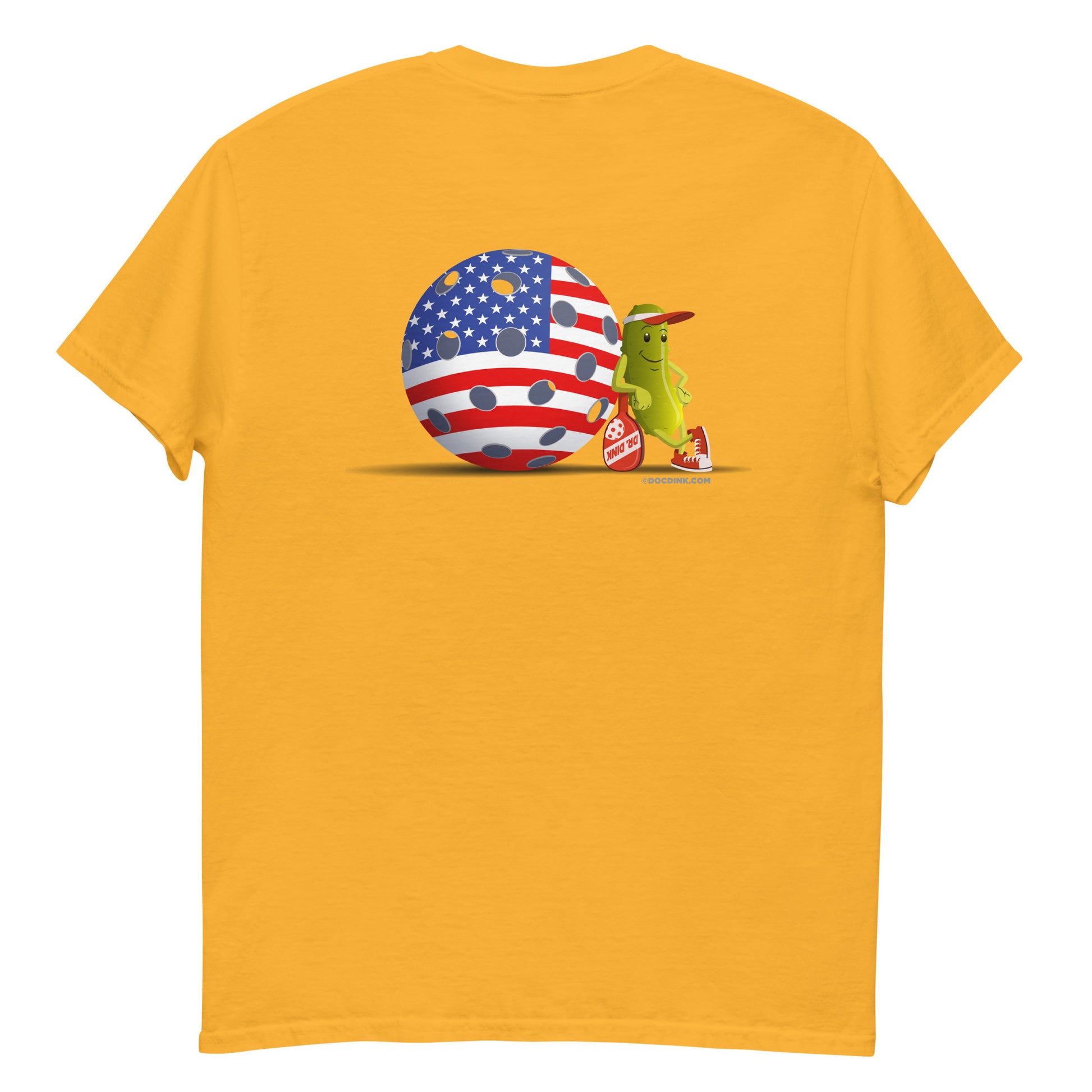 100% Cotton Pickleball T-Shirt - "Resting Pickleball USA" on pocket & back - DocDink.com