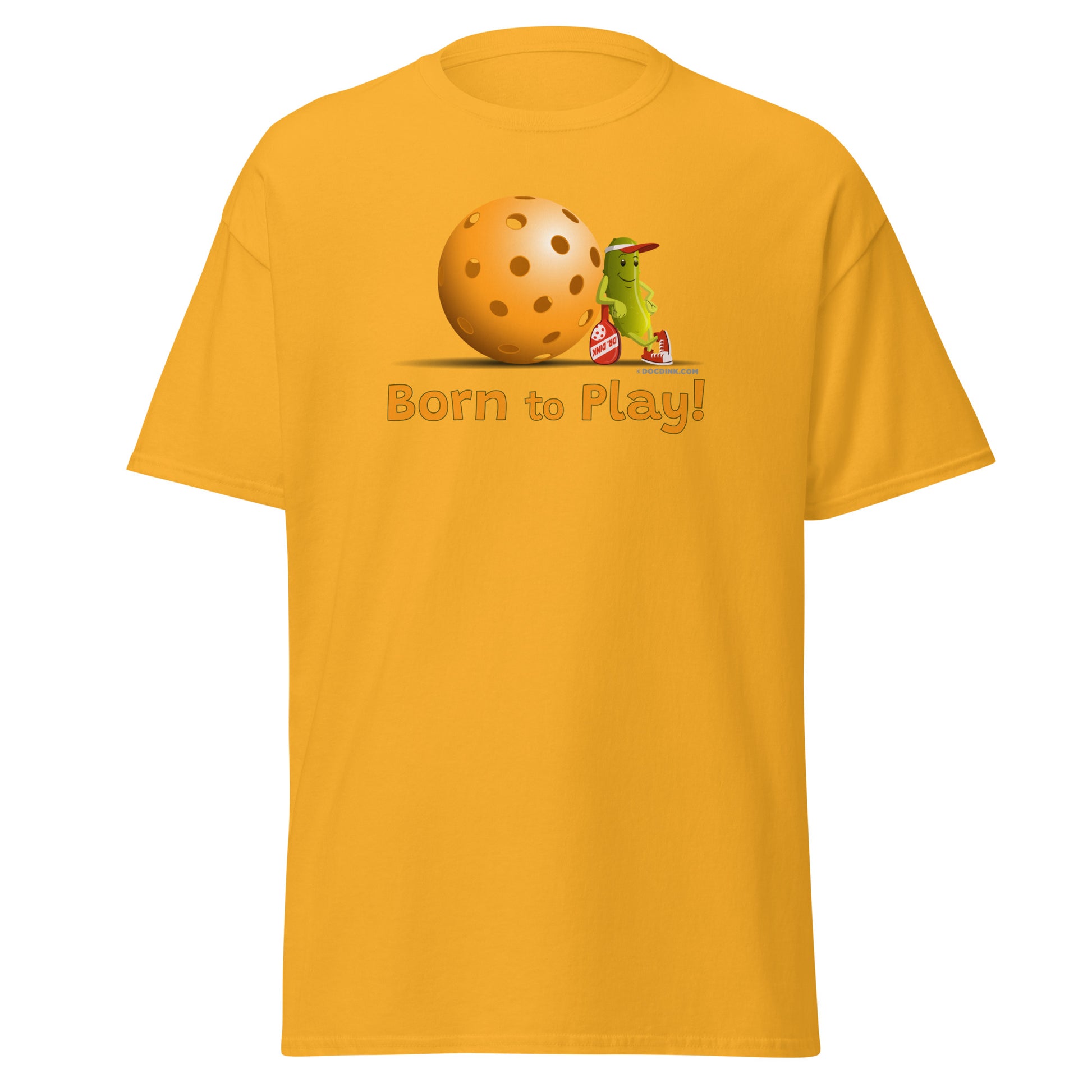 100% Cotton Pickleball T-Shirt - Resting Pickleball - "Born to Play" - DocDink.com