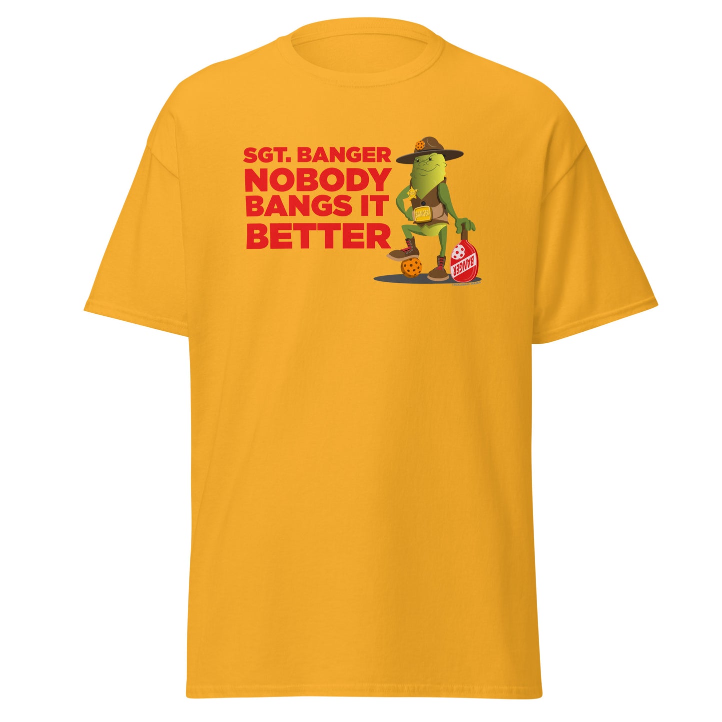 100% Cotton Pickleball T-Shirt - "Nobody Bangs it Better!" - DocDink.com