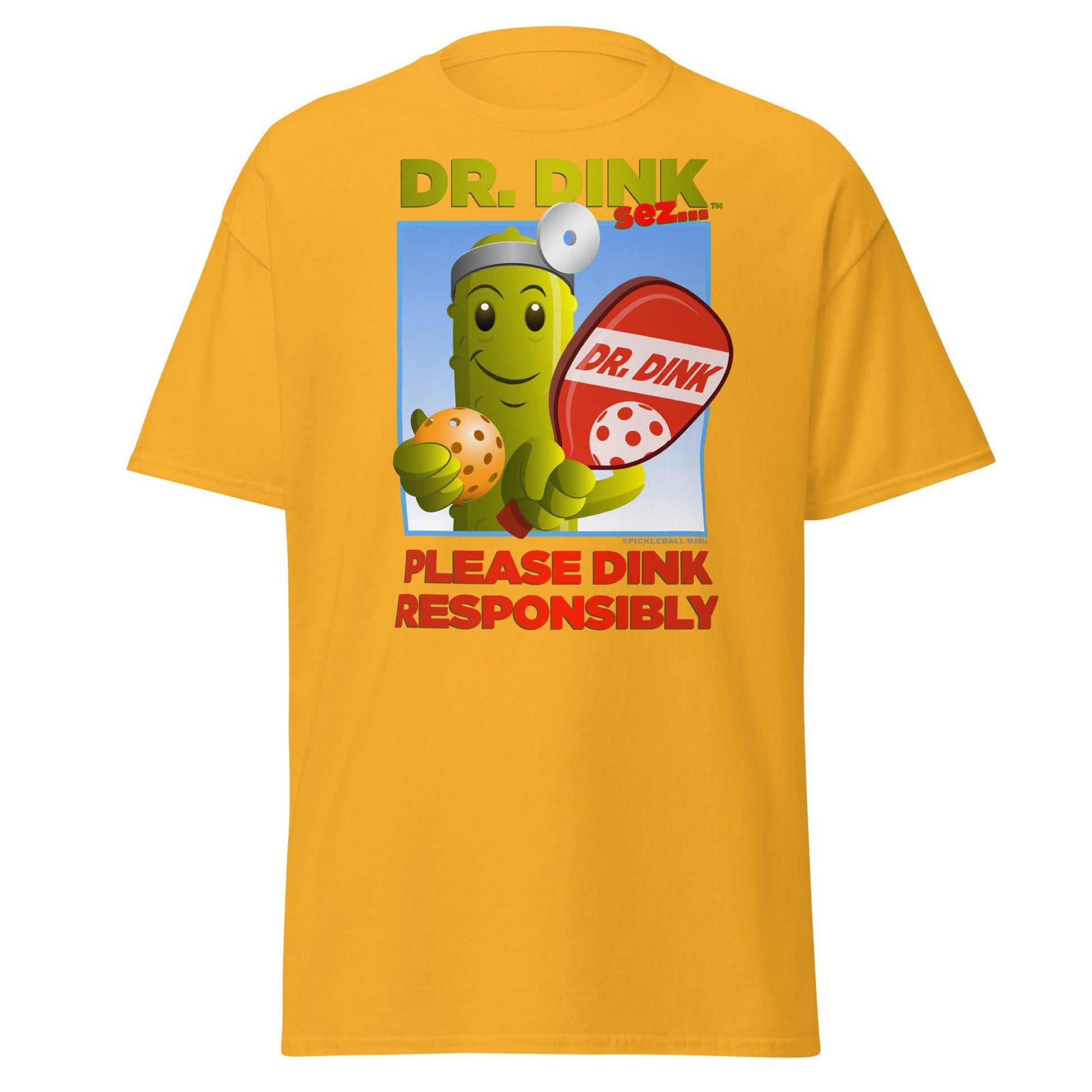 Unisex 100% Cotton Pickleball T-Shirt - "Please Dink Responsibly!" - DocDink.com