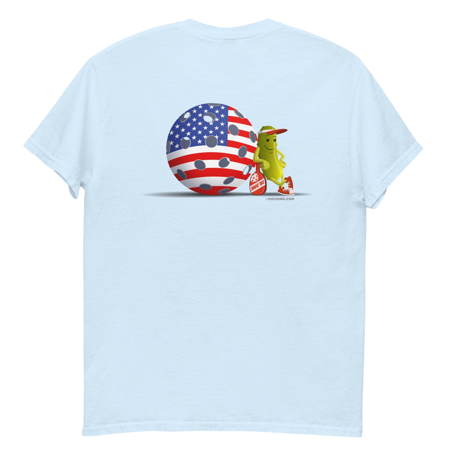 100% Cotton Pickleball T-Shirt - "Resting Pickleball USA" on pocket & back - DocDink.com