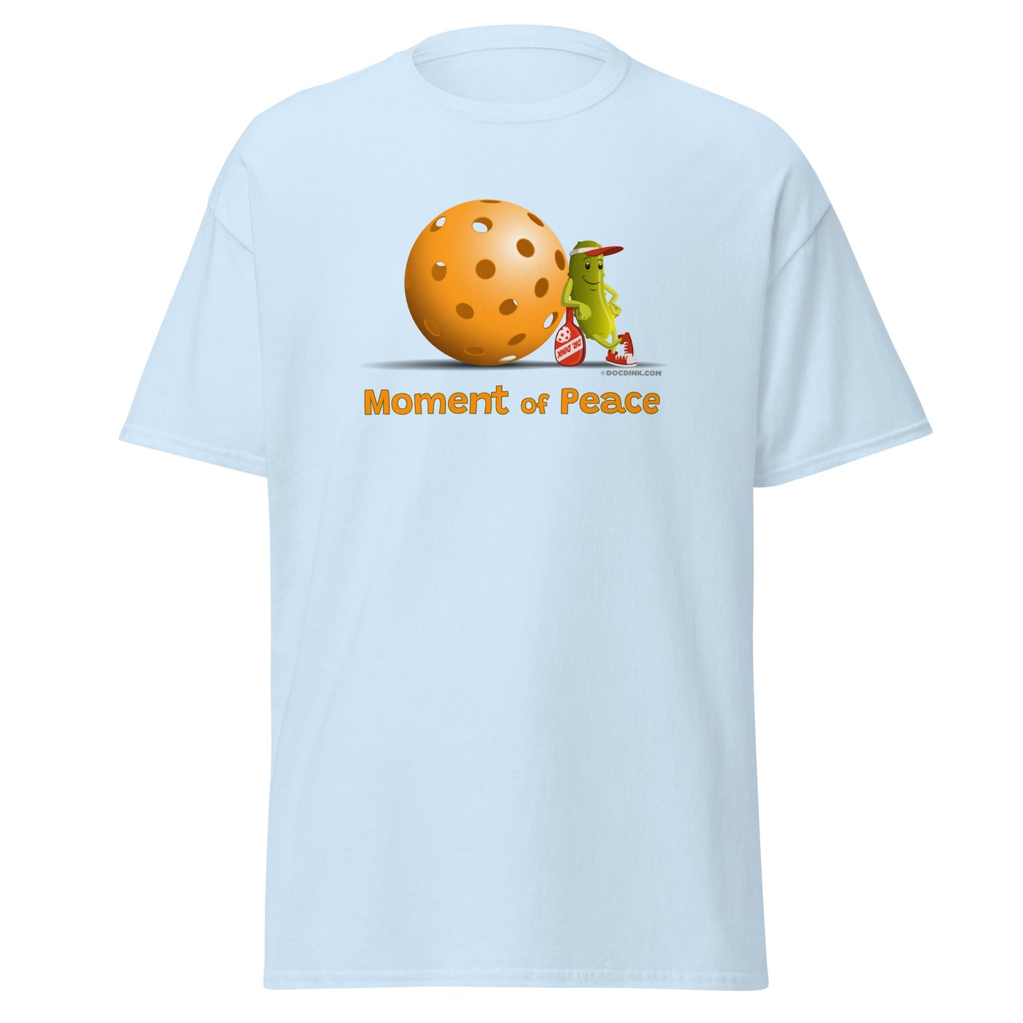 100% Cotton Pickleball T-Shirt - Resting Pickleball - "Moment of Peace" - DocDink.com