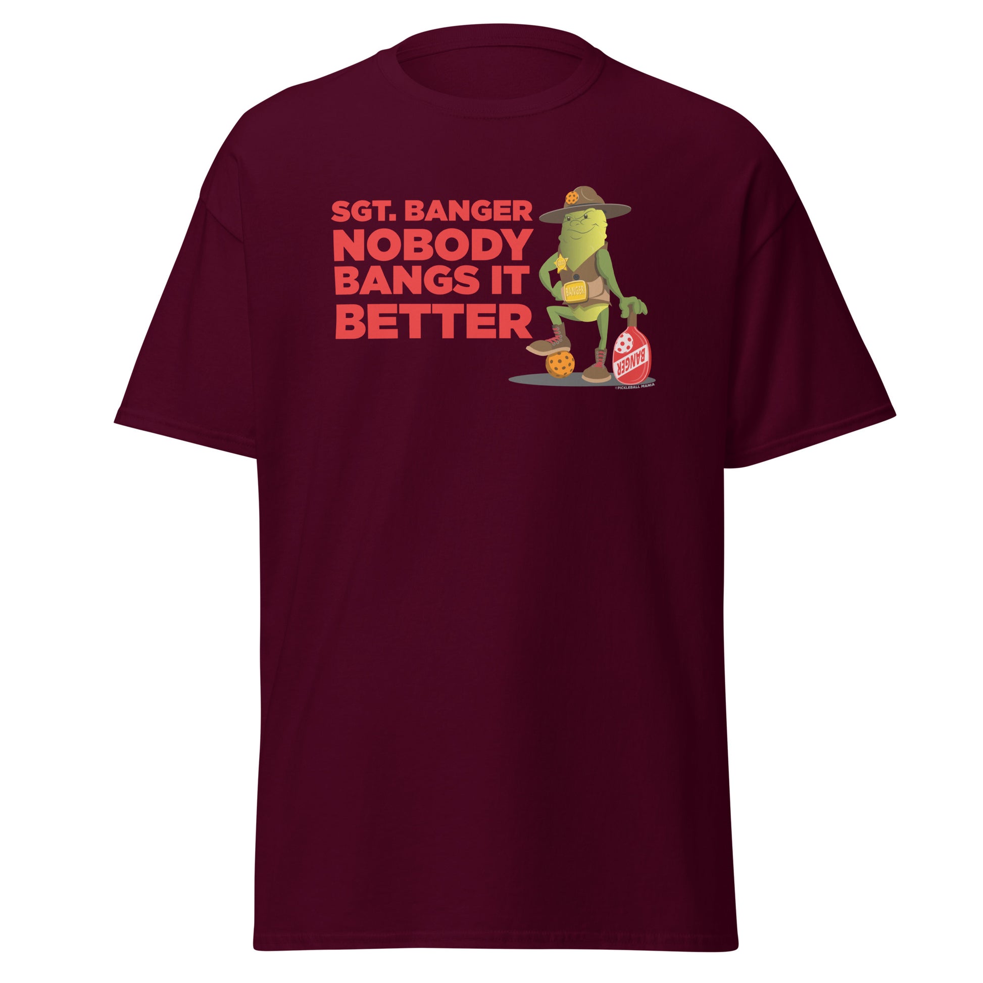 100% Cotton Pickleball T-Shirt - "Nobody Bangs it Better!" - DocDink.com