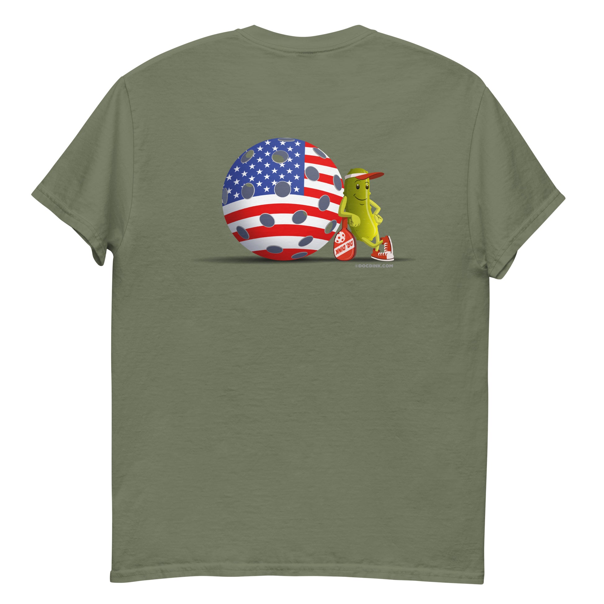 100% Cotton Pickleball T-Shirt - "Resting Pickleball USA" on pocket & back - DocDink.com