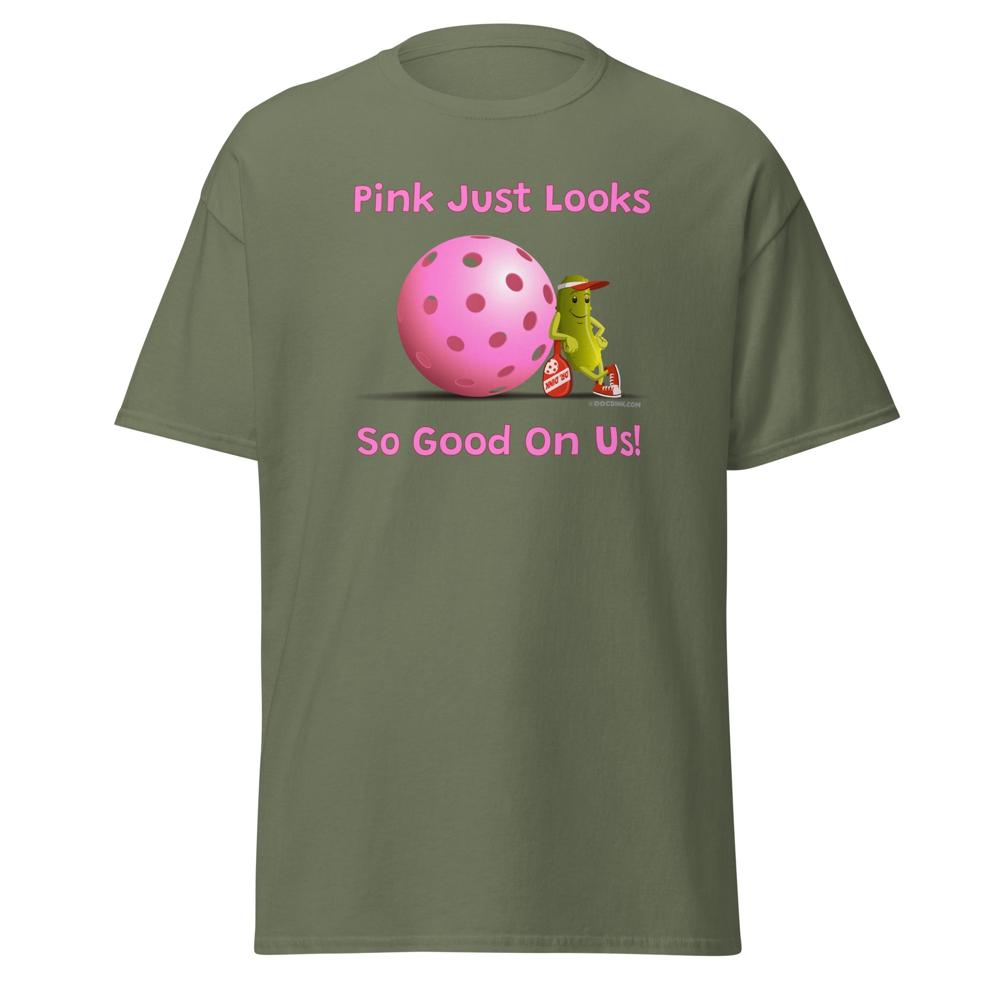 100% Cotton Pickleball T-Shirt - Resting Pickleball - "Pink Looks So Good..." #pink - DocDink.com