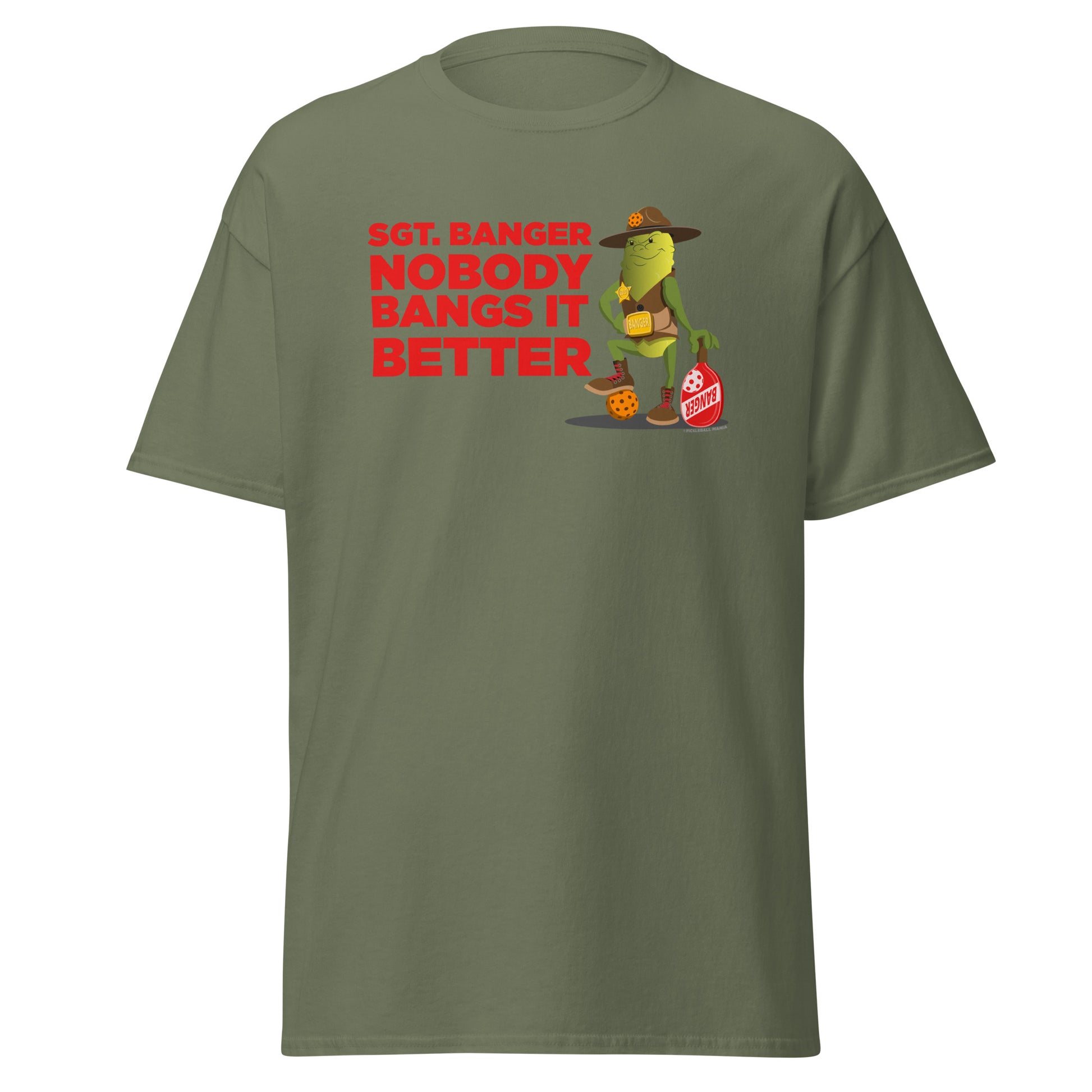 100% Cotton Pickleball T-Shirt - "Nobody Bangs it Better!" - DocDink.com