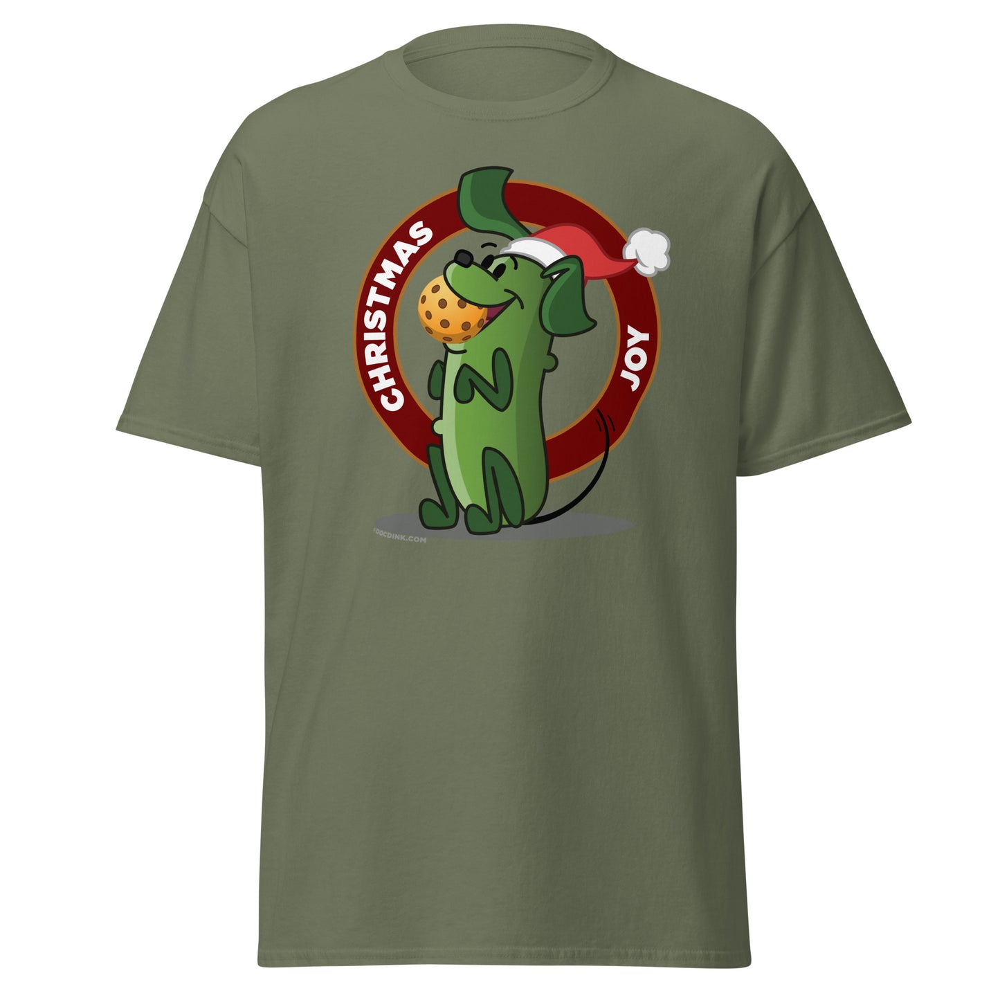 100% Cotton Pickleball T-Shirt - Pickles "Christmas Joy" - DocDink.com